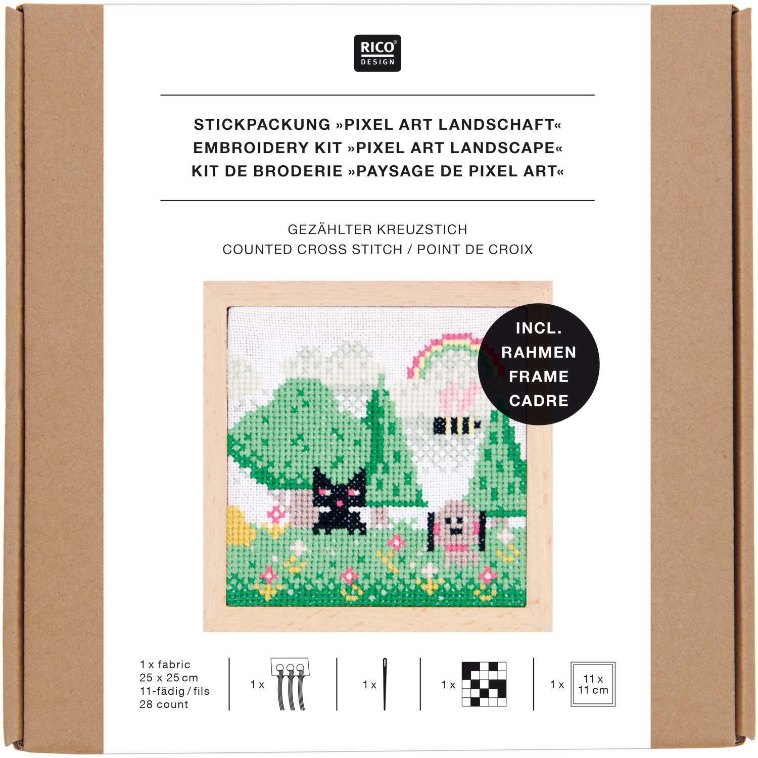Paquet de broderie Pixel Art paysage 11x11cm from Rico Design