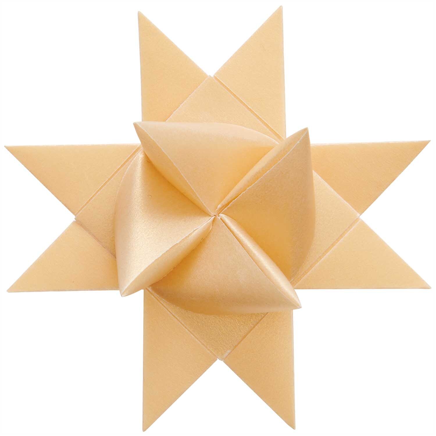 Paper Poetry Fröbelstreifen Transparentpapier zeigt einen kunstvoll gefalteten goldenen Stern. Ideal für kreative Bastelprojekte.