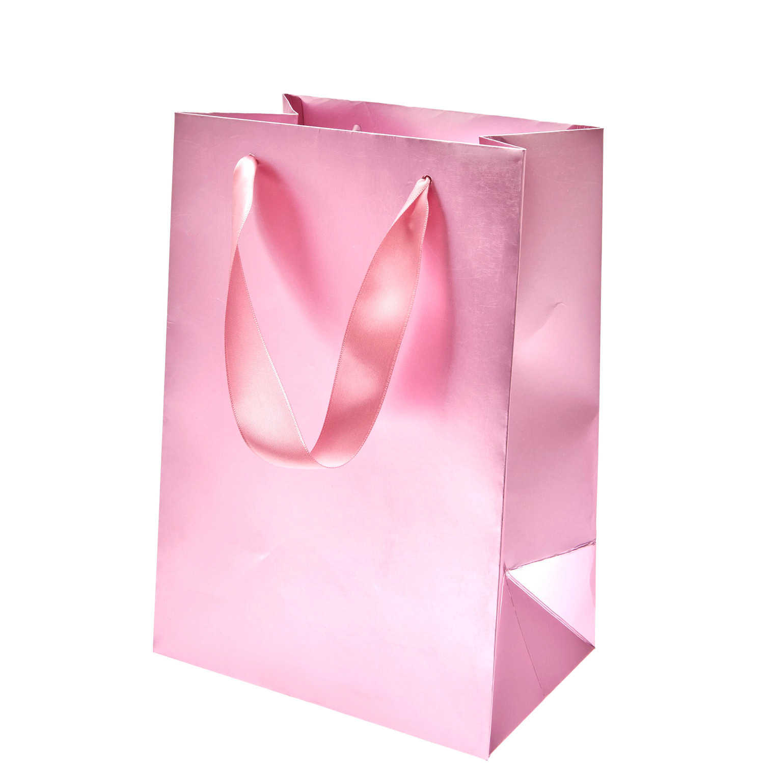 Geschenktüte Metallic Matt M 18x26x12 cm Farbe Rosa von Rico Design Geschenktüte Metallic Matt M in Rosa mit glänzenden Griffen, ideal für stilvolle Geschenke. Größe: 18x26x12 cm.