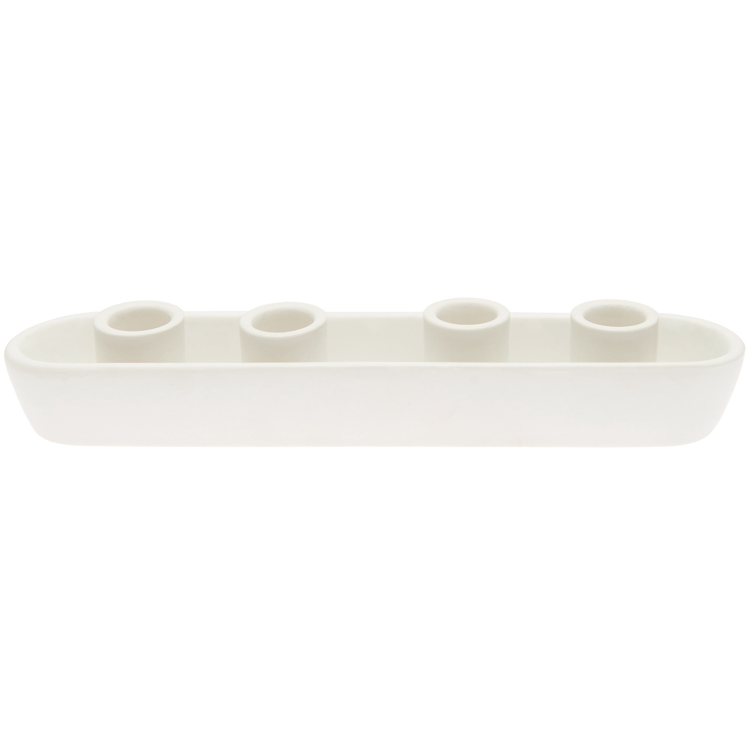 Porzellan Kerzenhalter für 4 Kerzen Weiß, 27,5x6x4cm, von Rico Design, schlichtes Design.