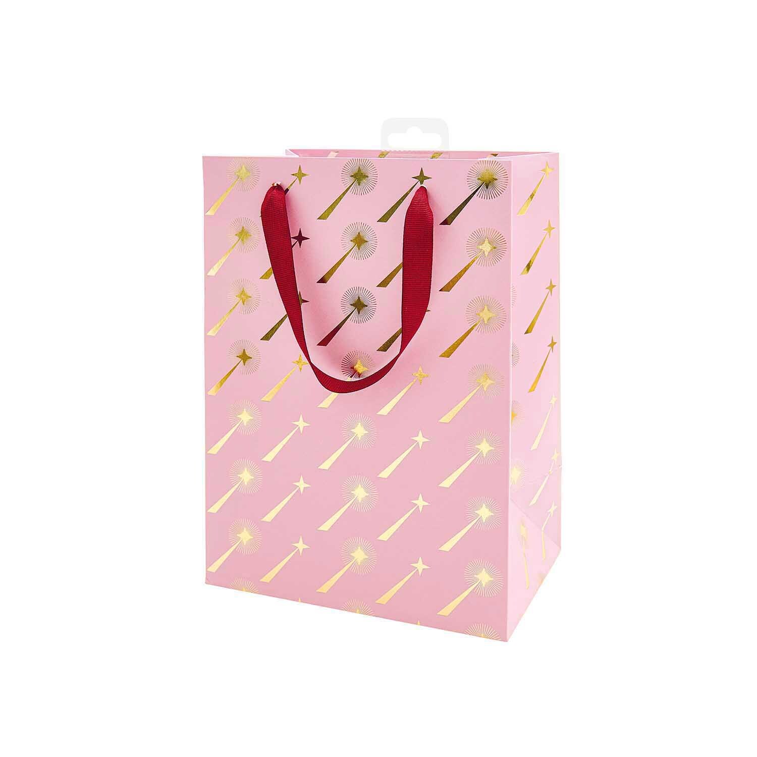 Paper Poetry Geschenktüte Sternschnuppen rosa 18x26x12cm von Rico Design