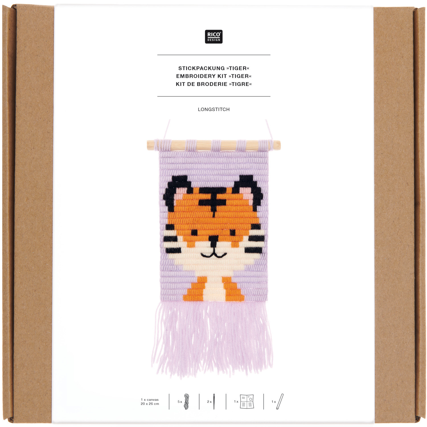 Kit de broderie Longstitch Tigre 18x30cm from Rico Design