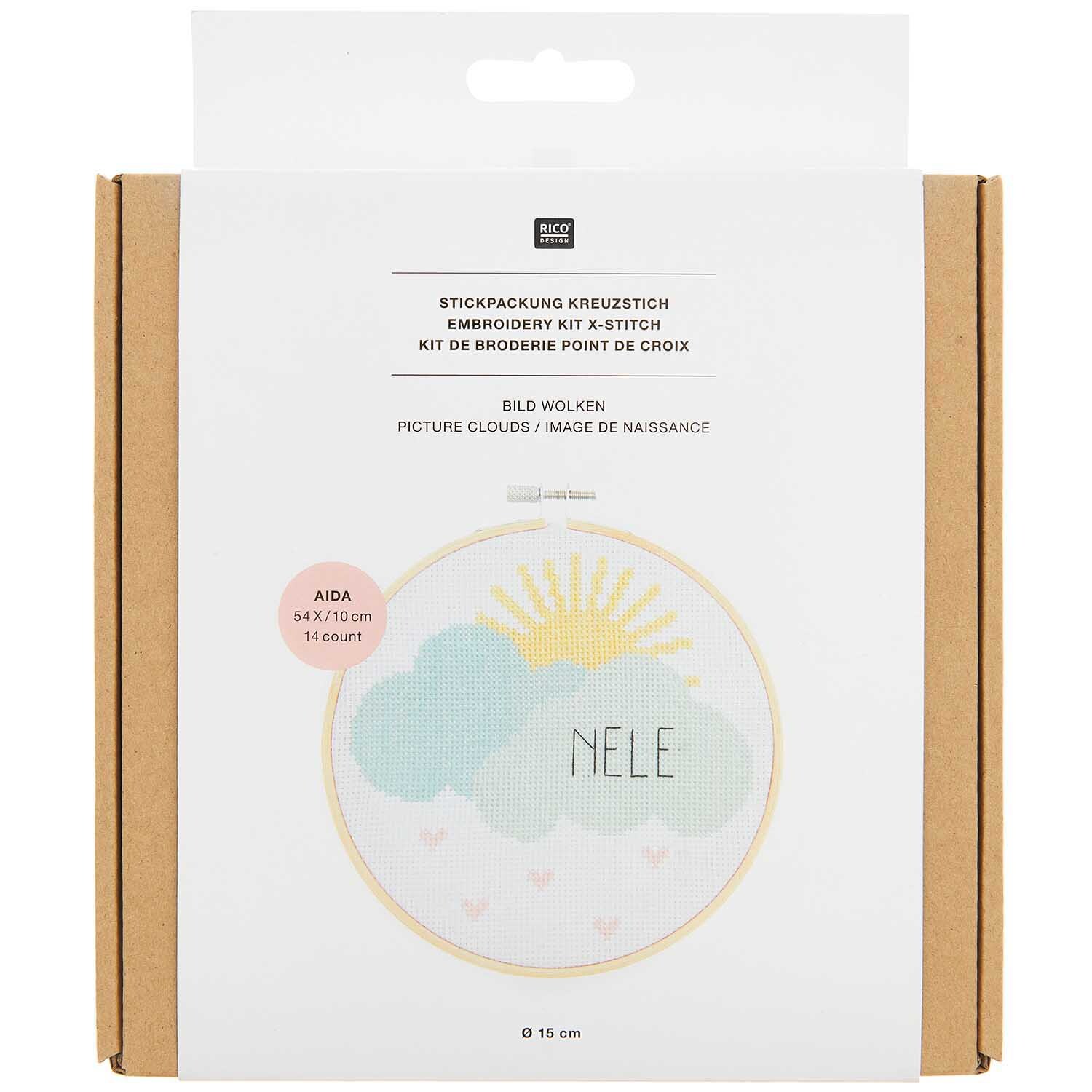Kit de broderie image de naissance nuages from Rico Design