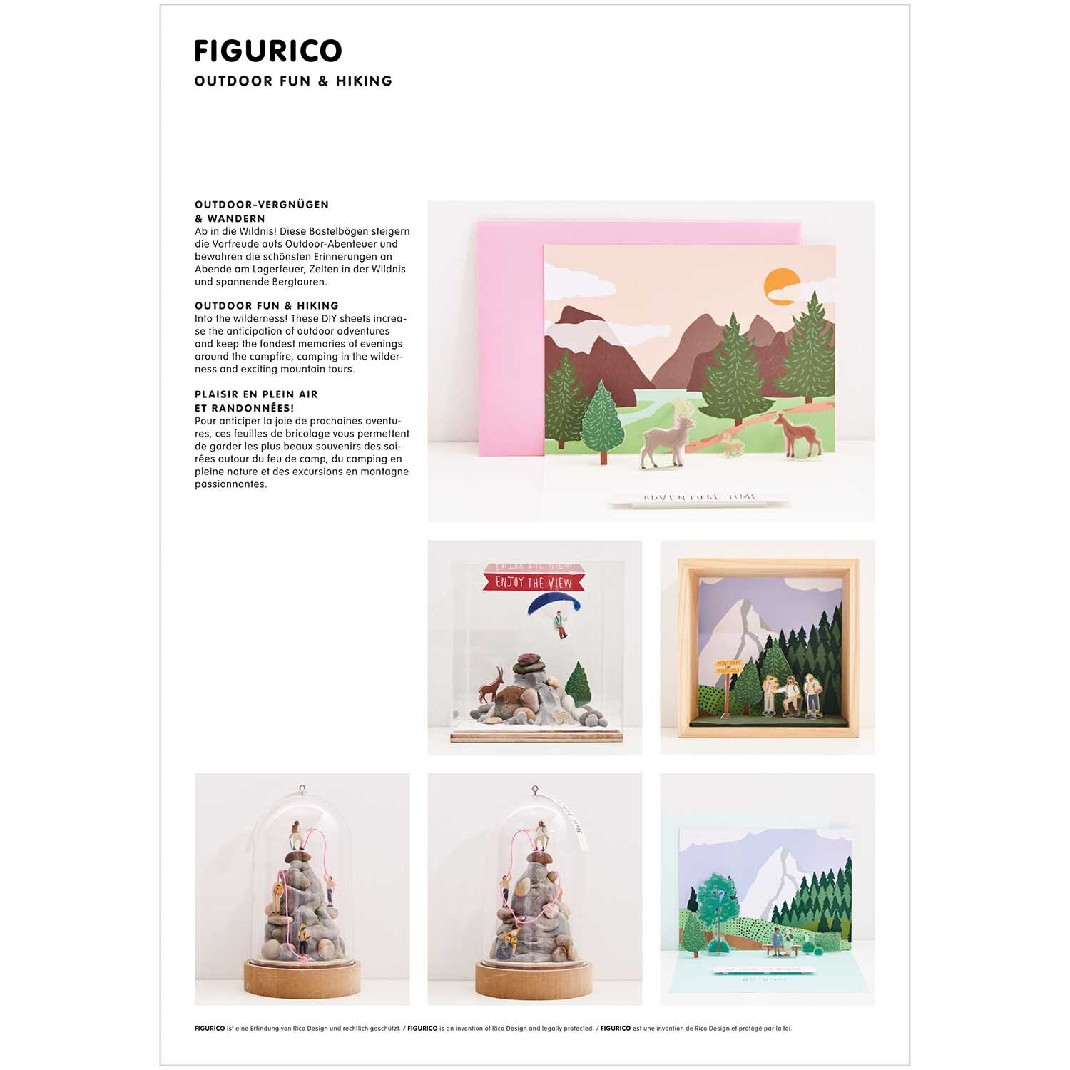 Figurico Papierkulissen Block DIN A4 10 Blatt von Rico Design Figurico Papierkulissen Block DIN A4 mit Outdoor-Motiven, ideal für kreative Bastelprojekte.