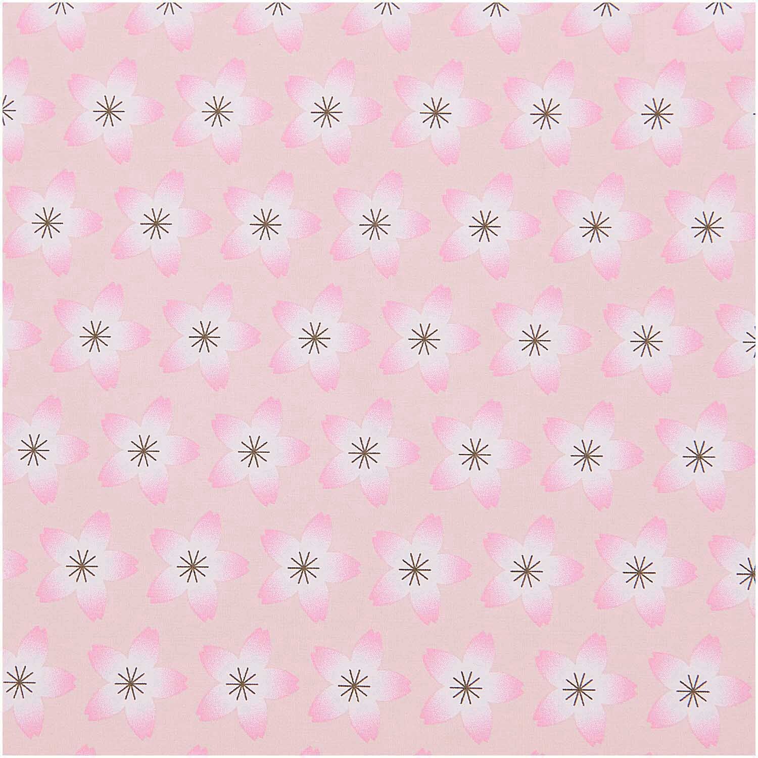 Stoffabschnitt Baumwoll-Popelin mit Kirschblütenmuster von Rico Design. Zarte rosa Blüten auf hellem Hintergrund. Ideal für Nähprojekte.