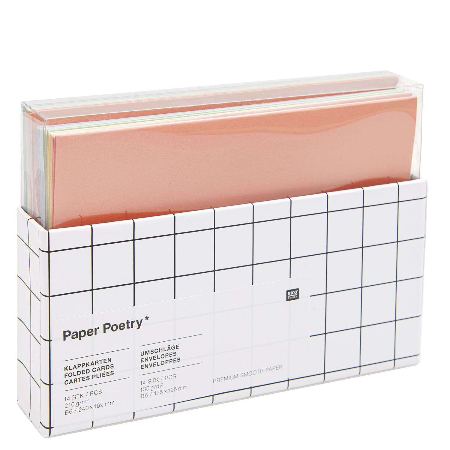 Paper Poetry Kartenset Rainbow pastell B6 28-teilig von Rico Design