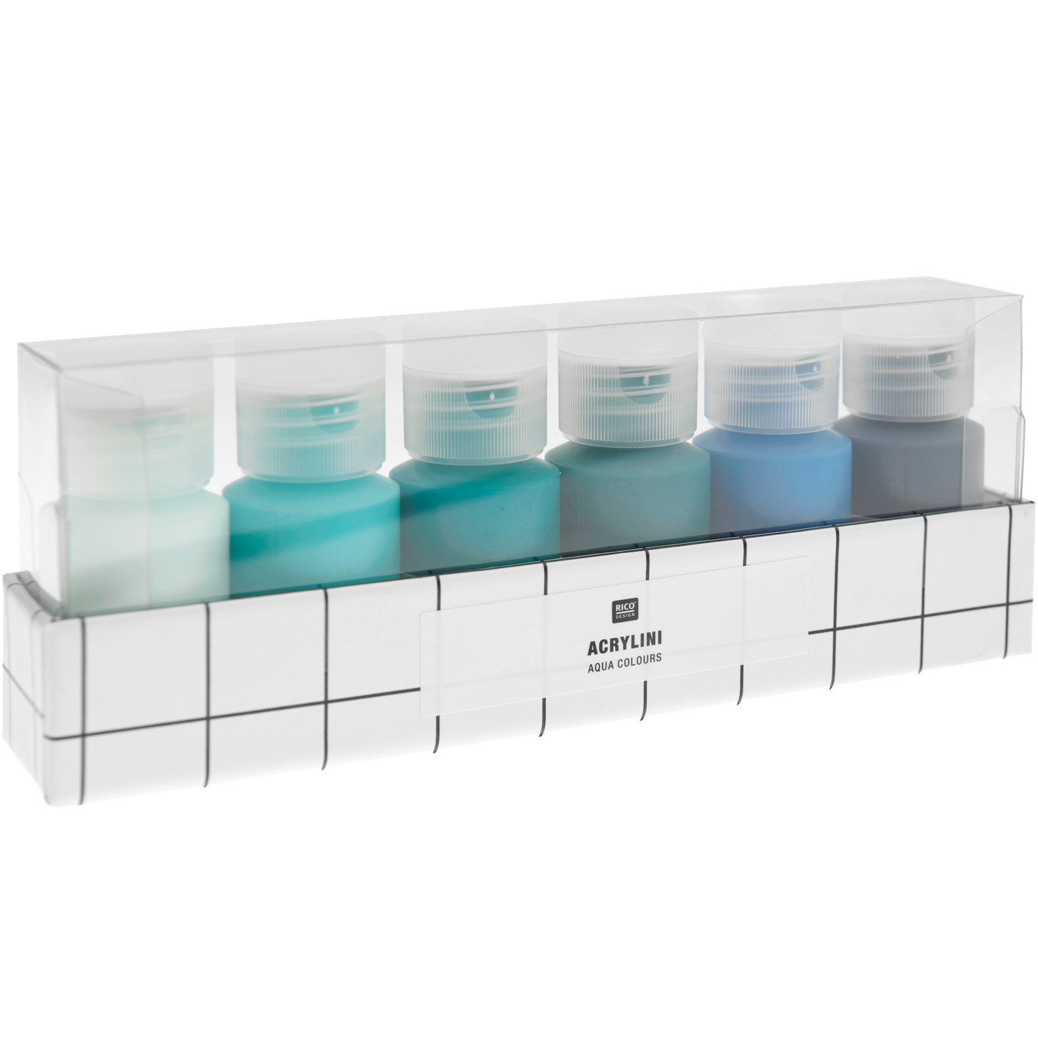 Acrylini Acrylfarben Set Aqua Colours, 6x22ml, in verschiedenen Blautönen, ideal für kreative Projekte.