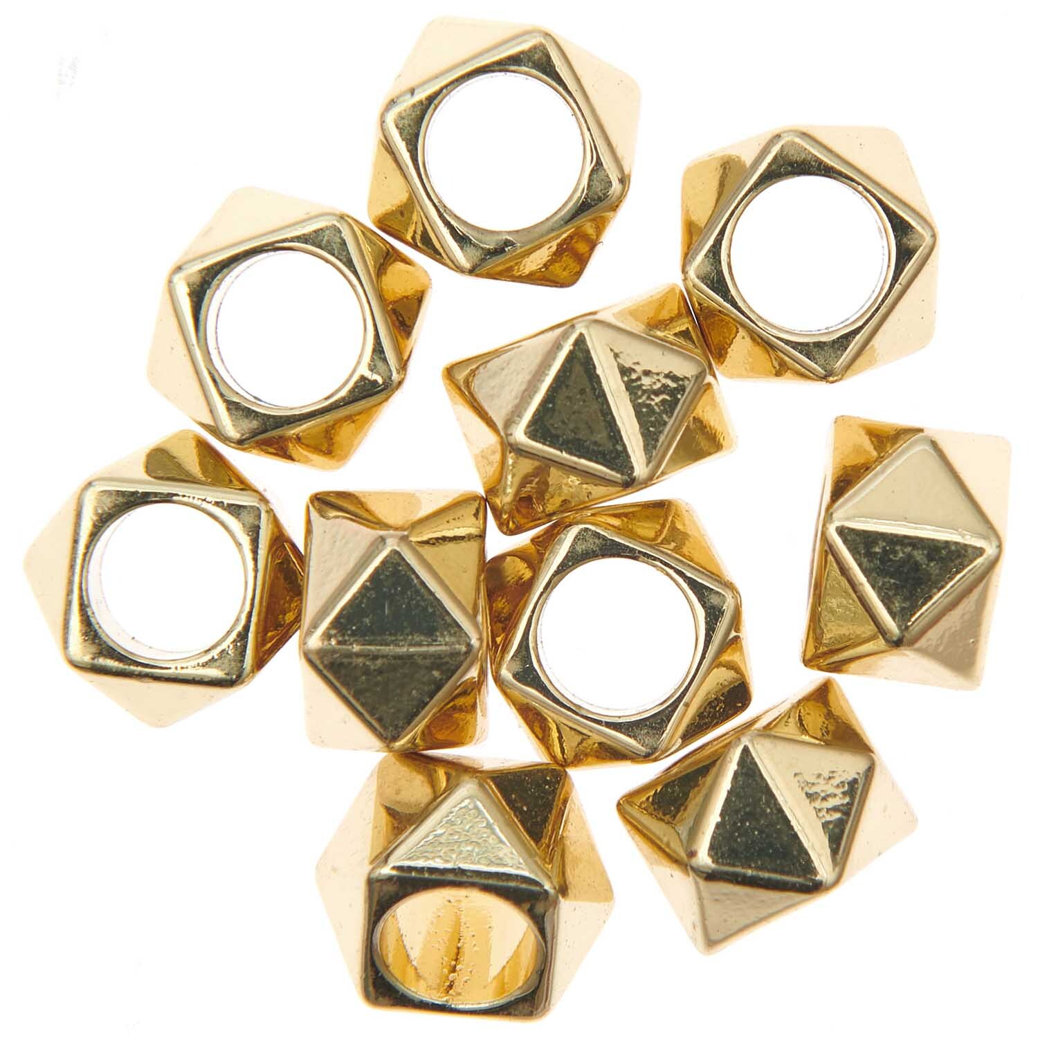 itoshii - Ponii Beads Polygone 11x7mm 10 Stück Farbe Gold von Rico Design Itoshii - Ponii Beads Polygone 11x7mm, 10 Stück. Zehn goldene, polygonale Perlen von Rico Design auf weißem Hintergrund.