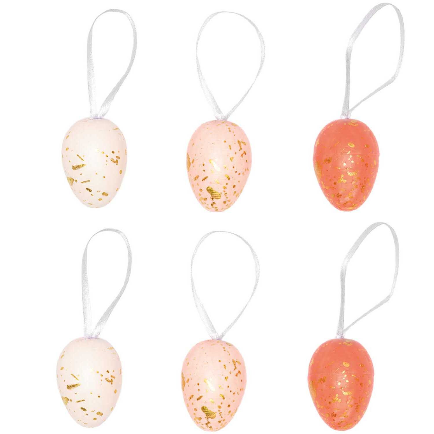 Eier zum Hängen rosa-gold Mix 4cm 6 Stück von Rico Design, dekorative Ostereier mit Aufhängung.