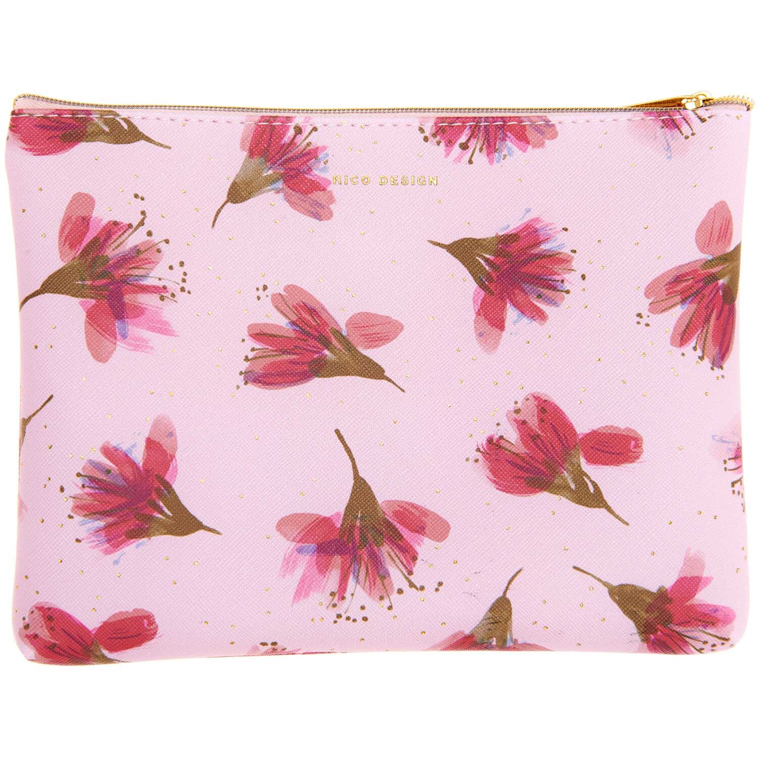 Etui Kirschblüten 20x15cm mit rosa Hintergrund und Kirschblütenmuster von Rico Design. Ideal für stilvolle Aufbewahrung.