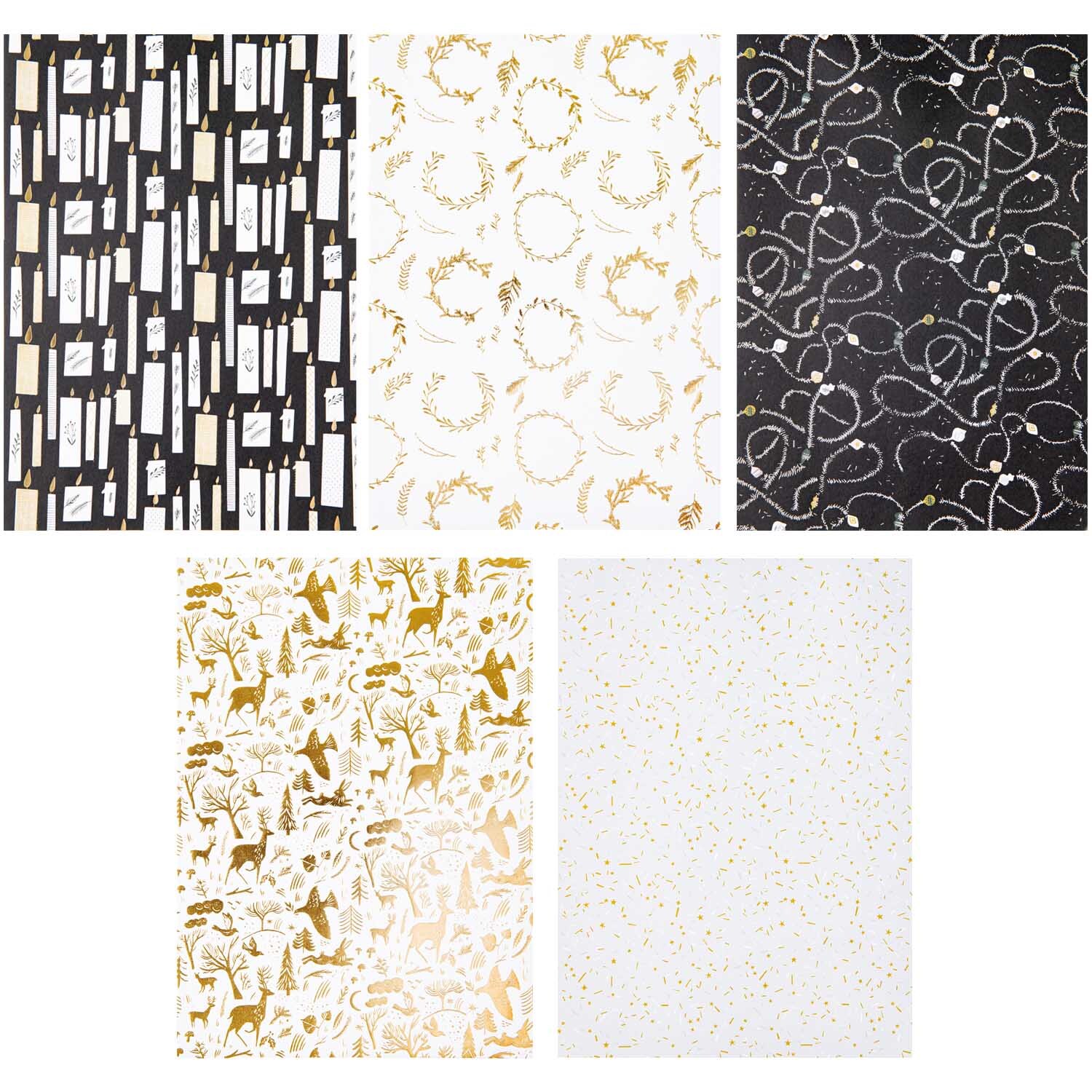 Paper Poetry Motivpapier Nostalgic Christmas schwarz-gold 30 Blatt von Rico Design