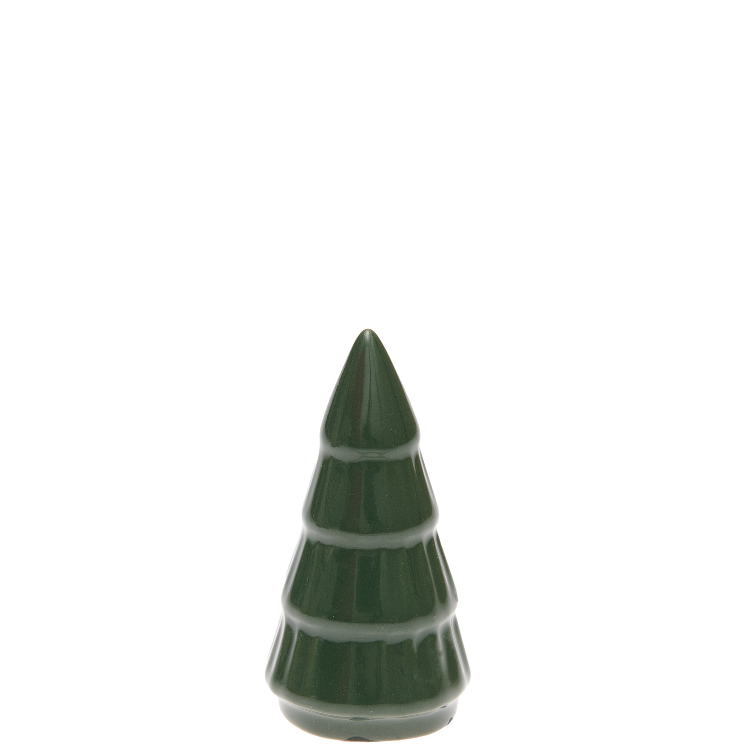 Porzellan Tannenbaum Grün von Rico Design, dekorativer Baum in dunklem Grün, Ø3,8x8cm. Ideal für festliche Dekorationen.
