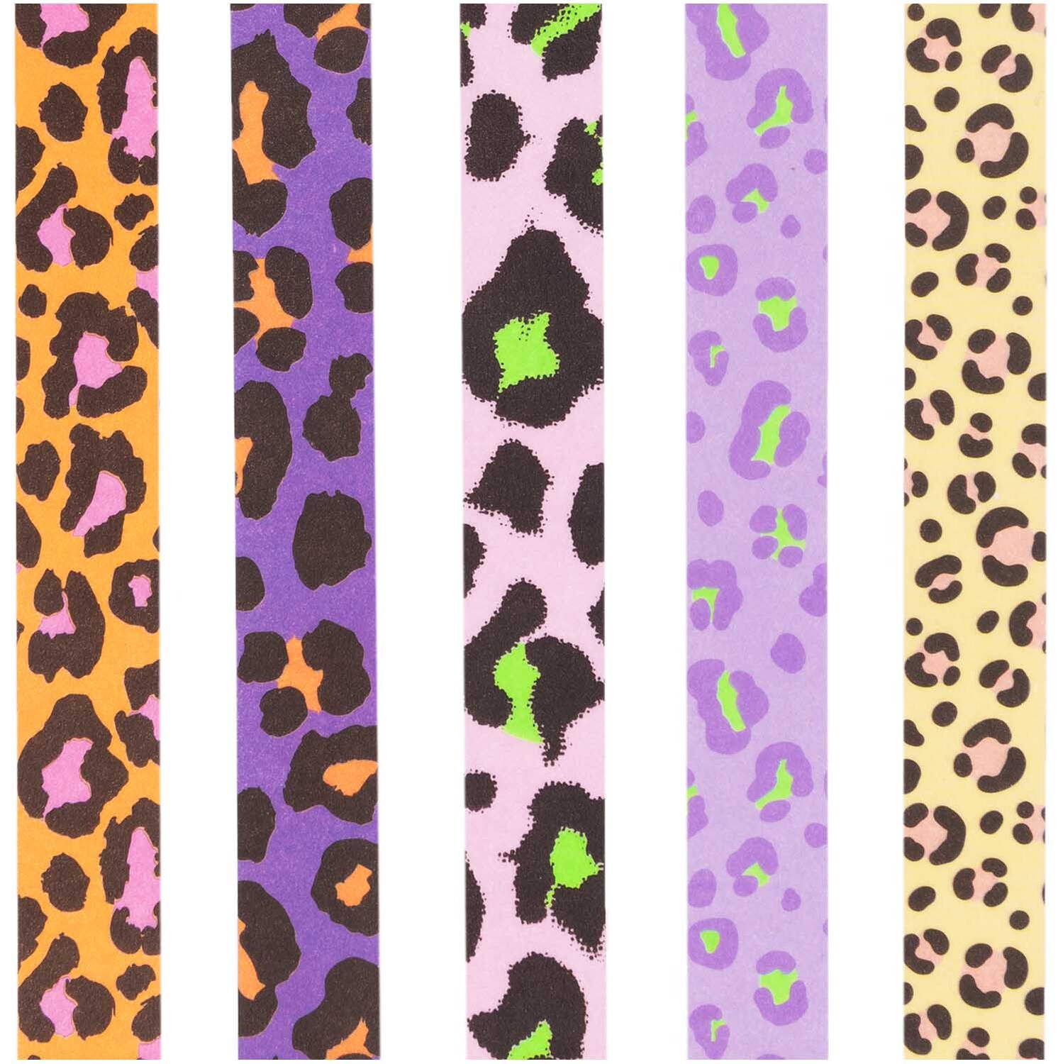 Paper Poetry Tape Set Acid Leo 5-teilig von Rico Design Paper Poetry Tape Set Acid Leo, 5-teilig, von Rico Design mit bunten Leopardenmustern in lebhaften Farben.