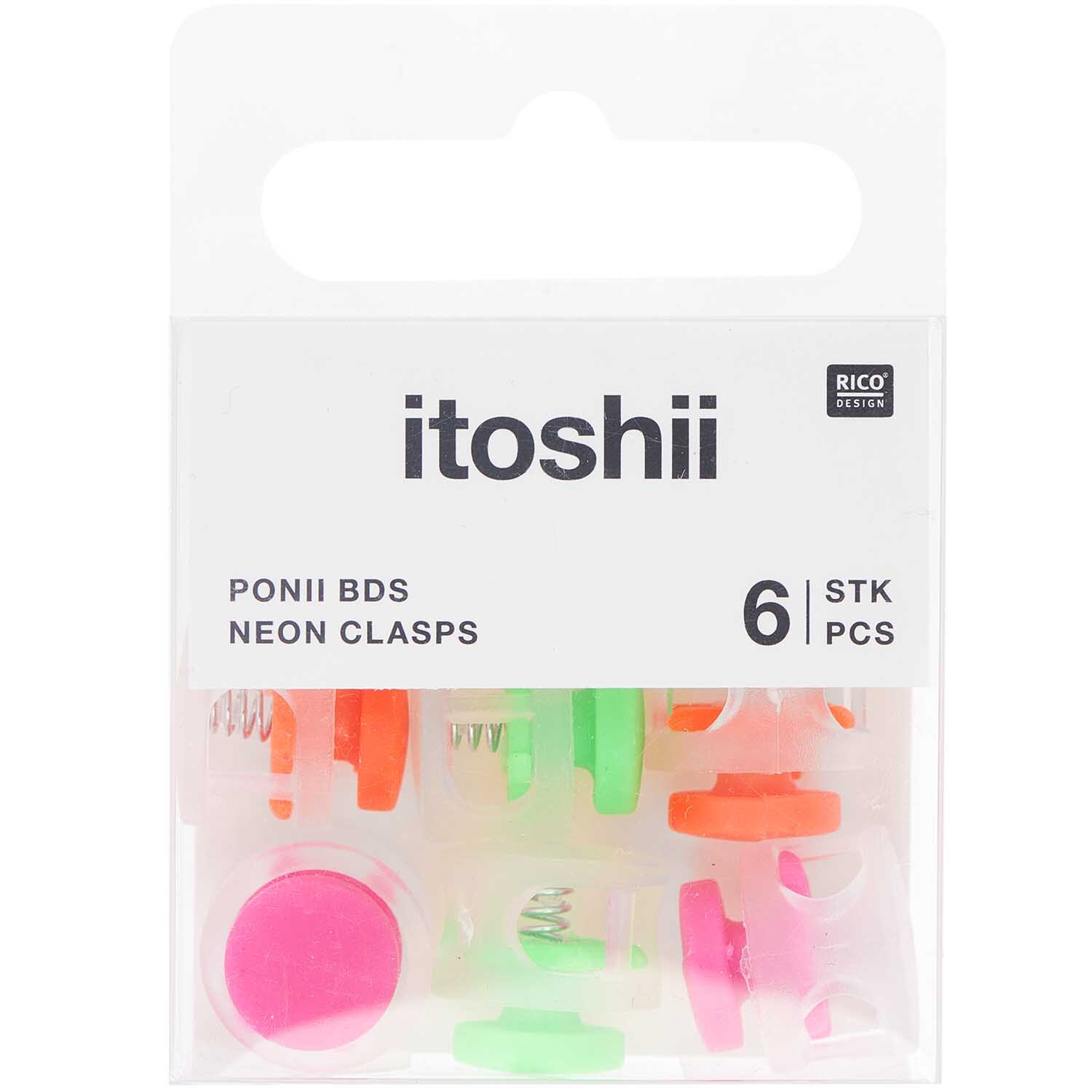 itoshii - Ponii Beads Verschlüsse neon  14x9mm 6 Stück von Rico Design