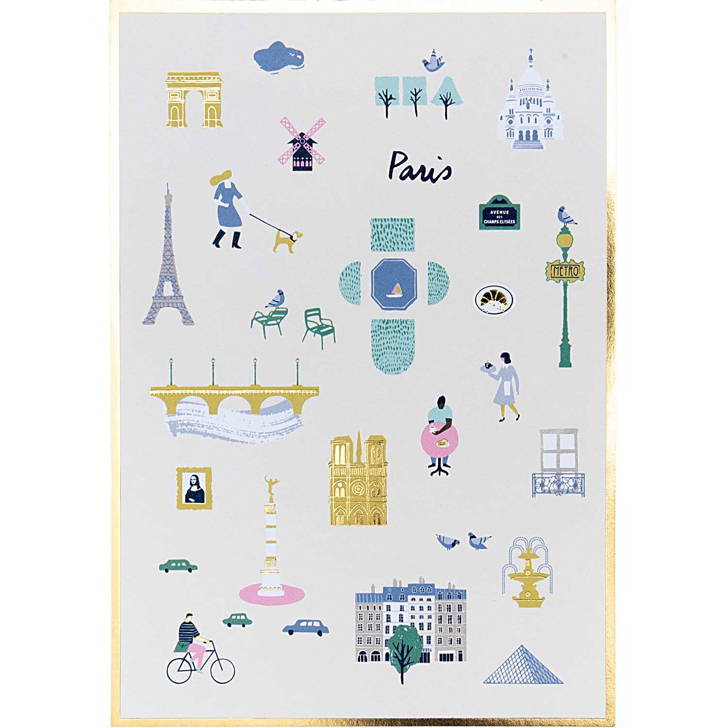 Paper Poetry Postkartenblock Travel the World mit Paris-Motiven wie Eiffelturm und Notre-Dame. Ideal für kreative Grüße und Erinnerungen.