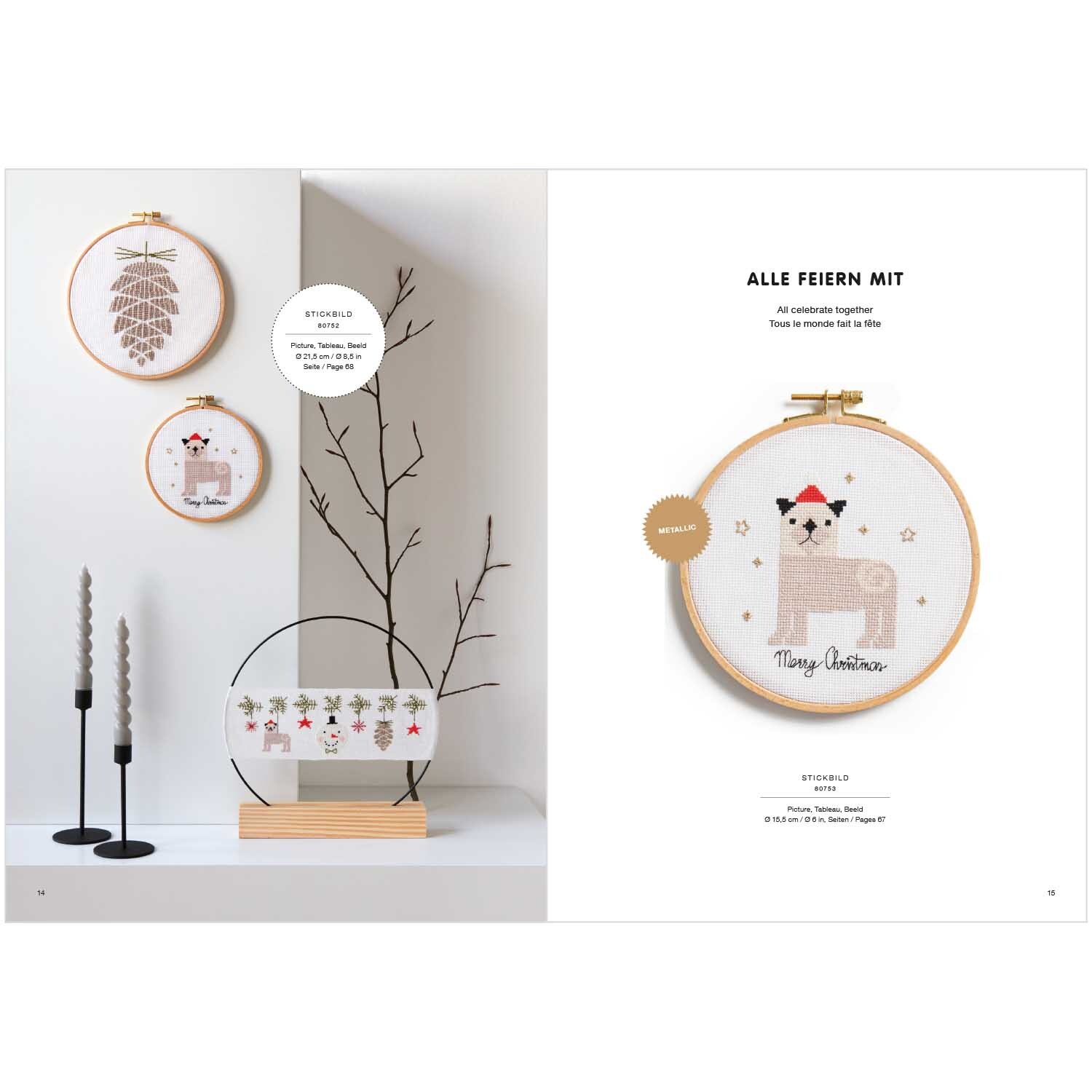 Livret de broderie I love Christmas No. 180 from Rico Design Stickbuch I love Christmas Nr. 180 zeigt festliche Stickmuster in runden Rahmen von Rico Design.
