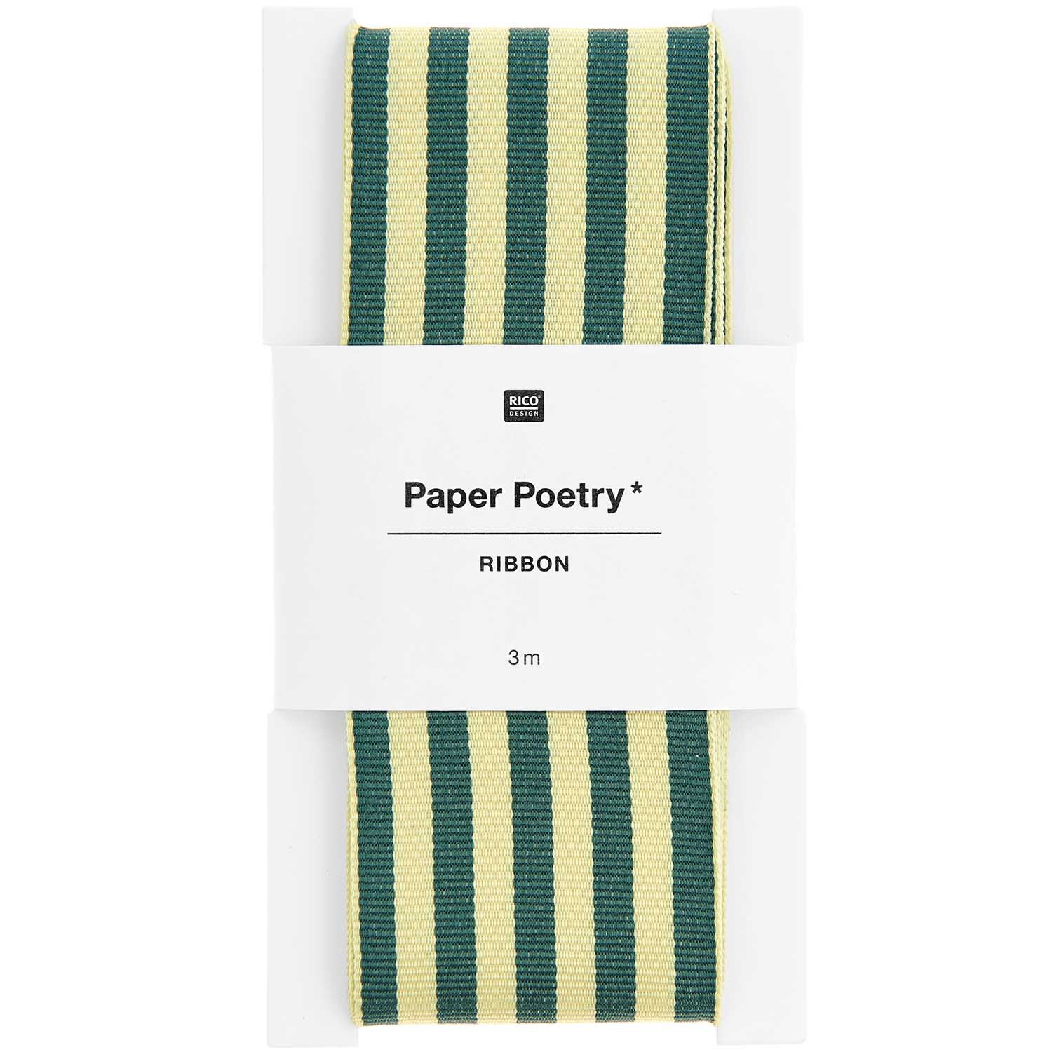 Paper Poetry Webband Streifen 38mm 3m Farbe Grün-Gelb von Rico Design