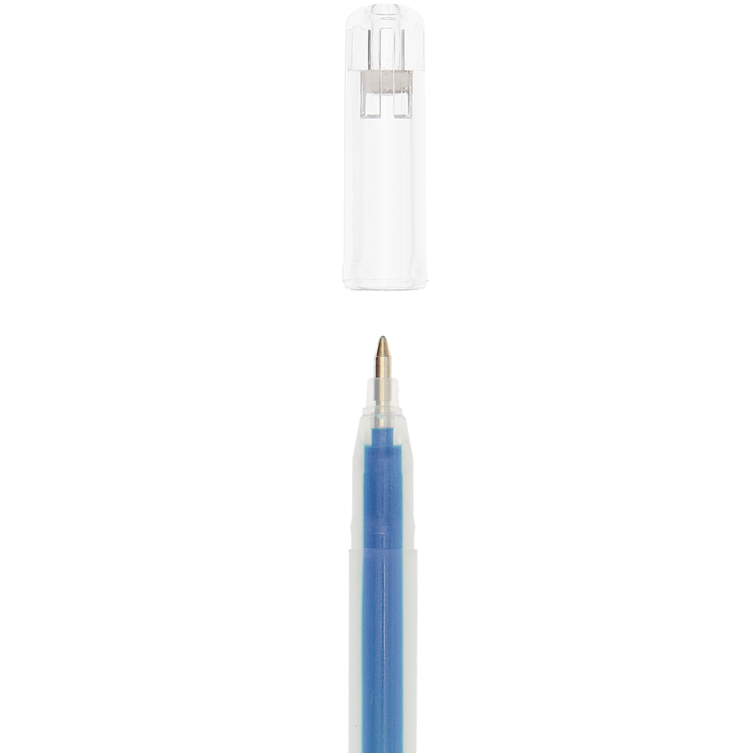 Metallic gel pen 0.8mm colour Blue from Rico Design Gelstift Metallic 0,8mm von Rico Design in Blau, mit abnehmbarem transparentem Deckel und feiner Spitze. Ideal für präzises Schreiben.