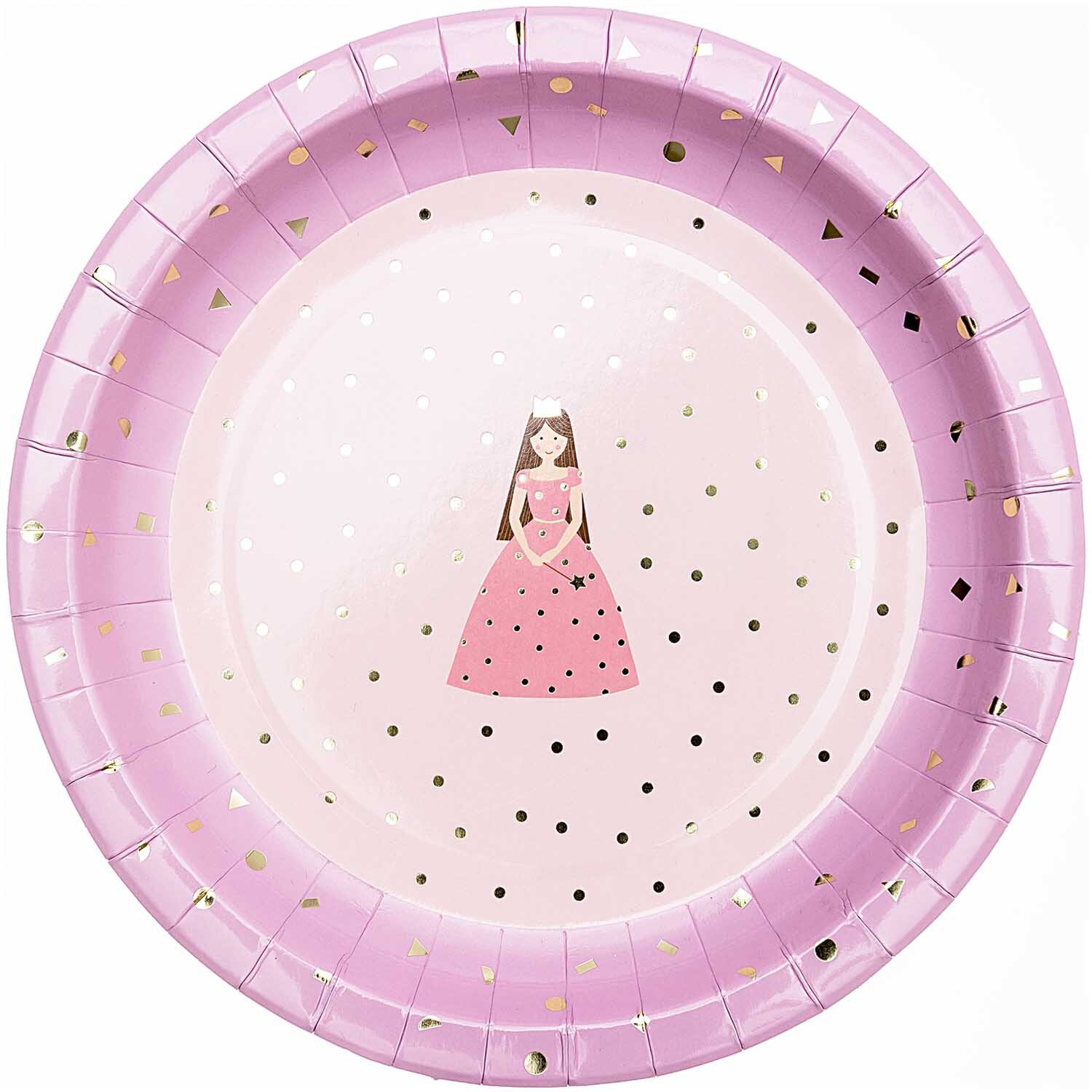 Pappteller Prinzessin 12 Stück: Rosa Teller mit Prinzessin-Motiv, ideal für Kinderpartys. Marke: Rico Design.