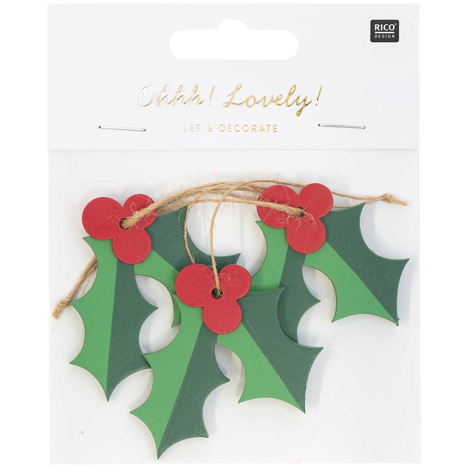 Holzhänger Ilex grün-rot 3 Stück von Rico Design