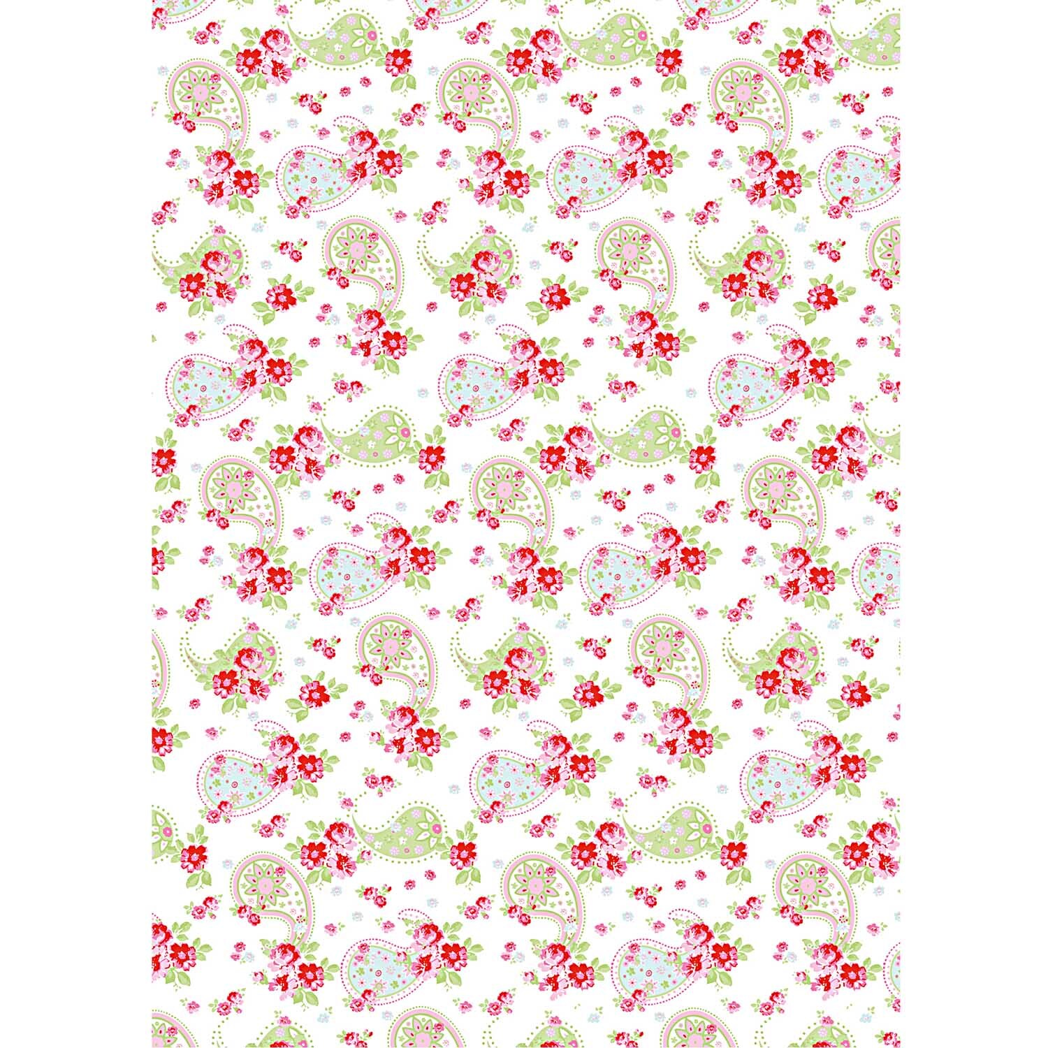 Paper Patch Papier Paisley 30x42cm mit buntem Paisley-Muster und floralen Elementen von Rico Design.