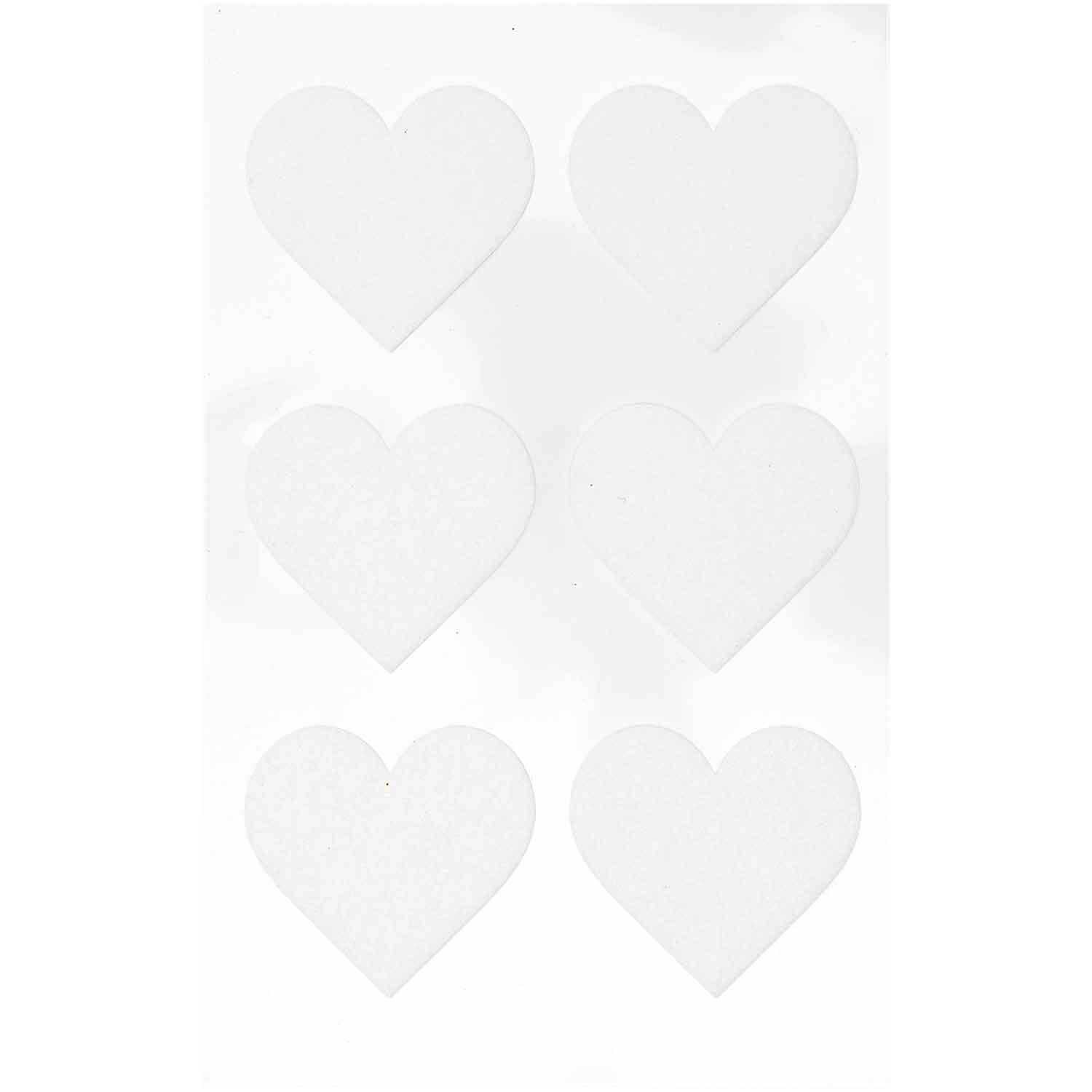Paper Poetry Filzsticker Herzen groß von Rico Design. Sechs weiße Herzsticker auf einem Blatt.