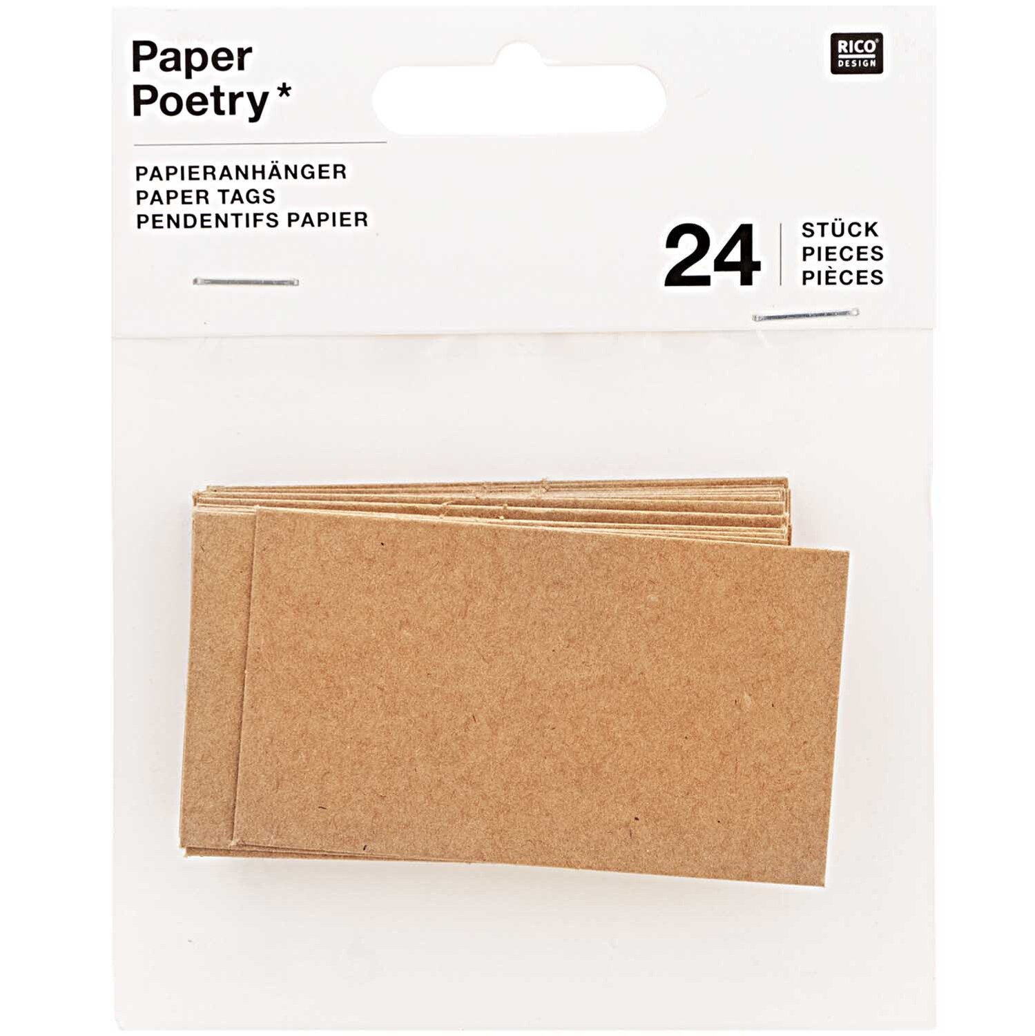 Paper Poetry Papierkärtchen 24 Stück Farbe Kraftpapier von Rico Design