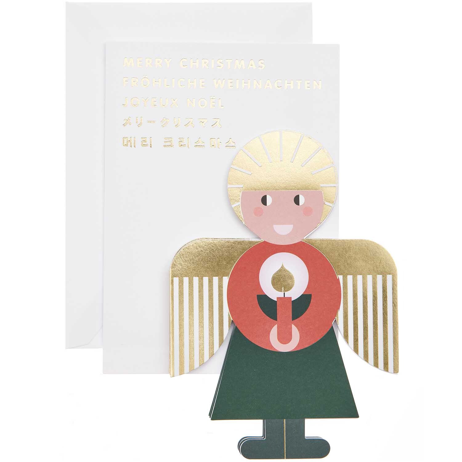 Paper Poetry Zickzack-Karte Engel rot-grün 68x16,5cm von Rico Design Paper Poetry Zickzack-Karte zeigt einen Engel in Rot-Grün mit goldenen Flügeln, ideal für festliche Grüße.