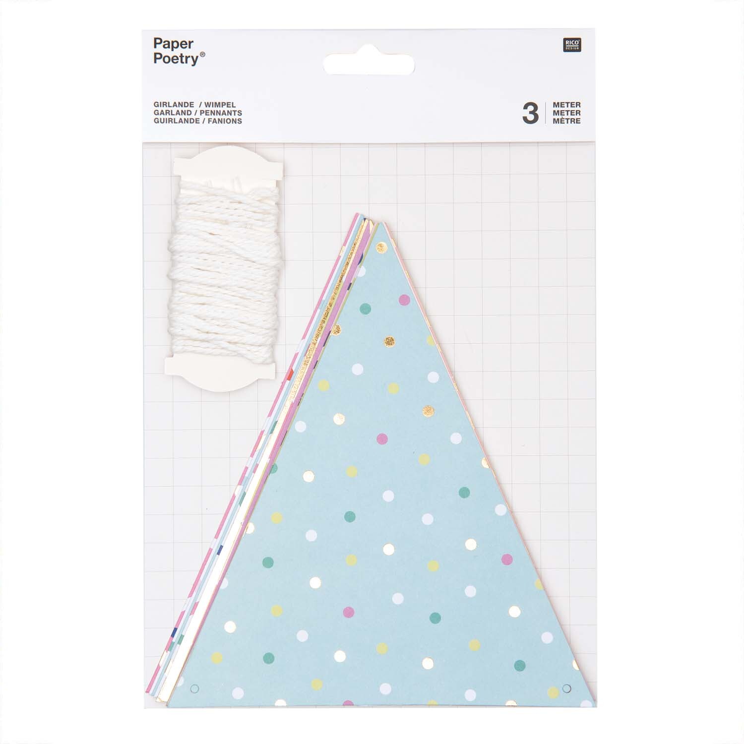 Paper Poetry Girlande Wimpel mehrfarbig 3m von Rico Design