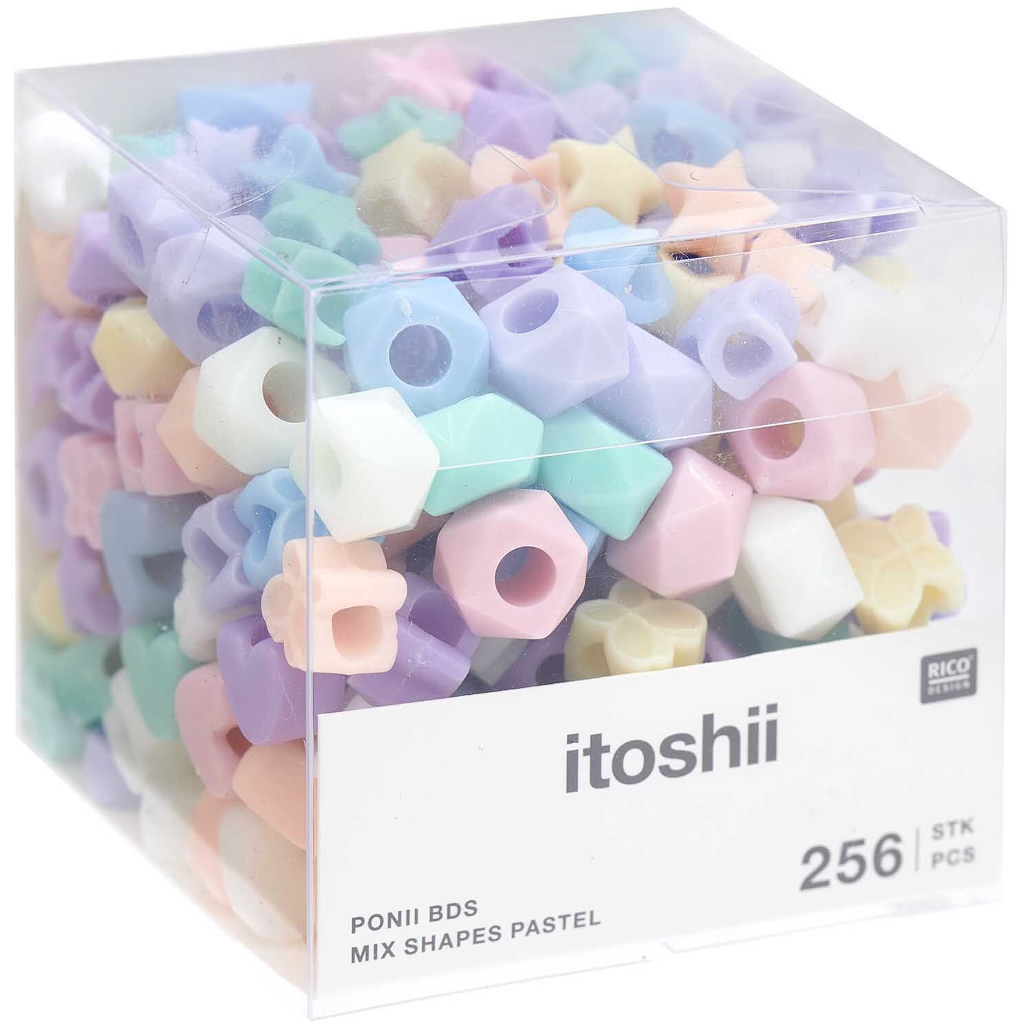 itoshii - Ponii Beads Formmix pastell 9x6mm 256 Stück von Rico Design