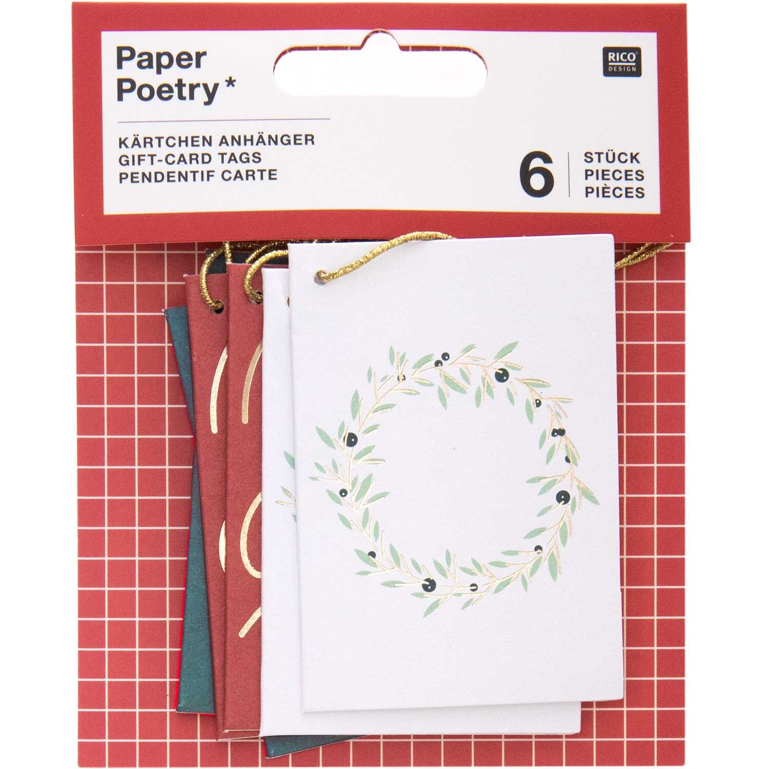 Paper Poetry Kärtchenanhänger Merry Christmas 6 Stück von Rico Design