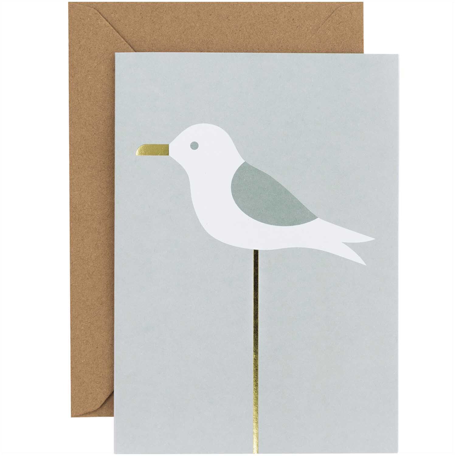 Paper Poetry Kartenset Möwe: Elegantes Kartenset mit Möwenmotiv auf hellblauem Hintergrund, 20-teilig von Rico Design.