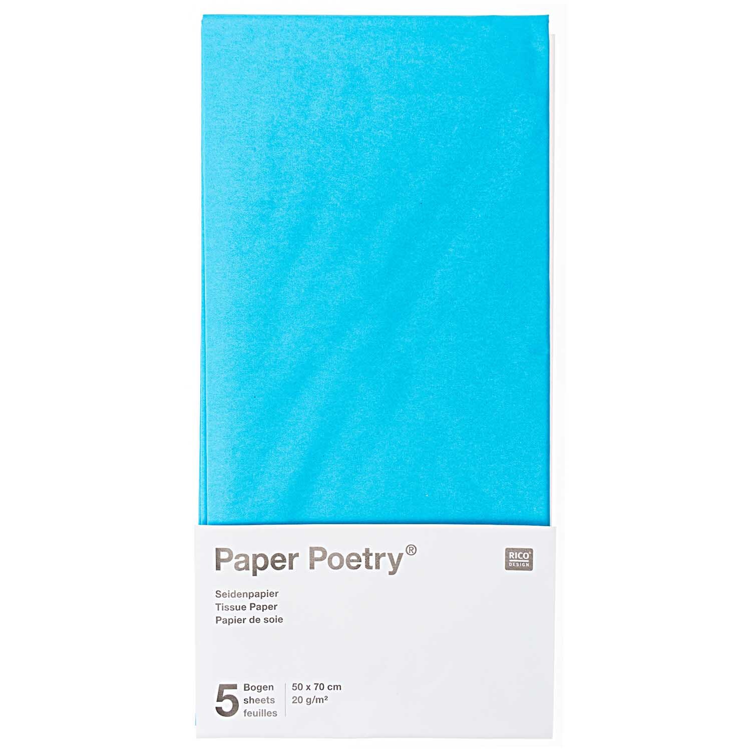 Seidenpapier 50x70cm 5 Bogen Farbe Hellblau von Rico Design Seidenpapier 50x70cm 5 Bogen in Hellblau von Rico Design, ideal für kreative Bastelprojekte.