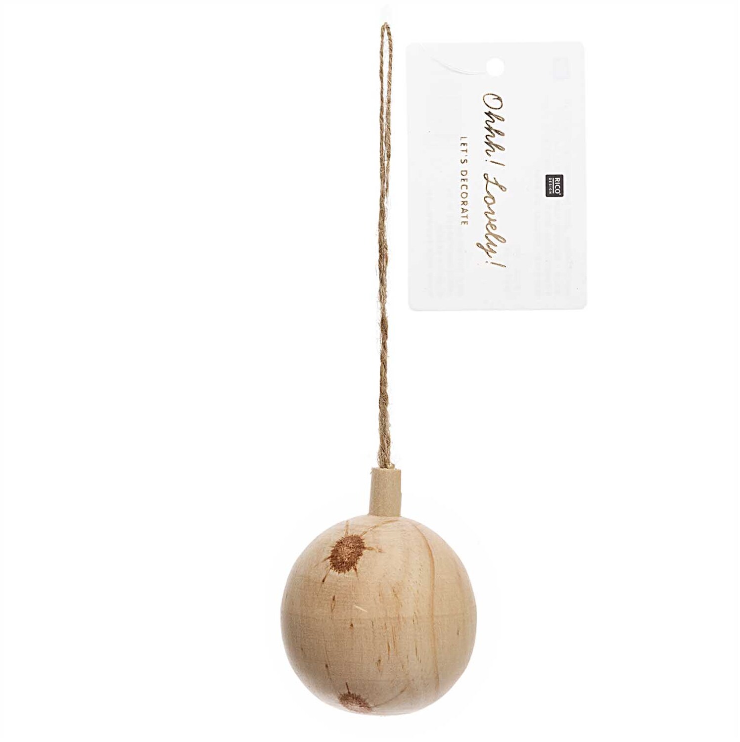 Baumschmuck Holzkugel natur Größe 4,5cm von Rico Design Baumschmuck Holzkugel natur von Rico Design: Natürliche Holzkugel mit Aufhängung, ideal für festliche Dekorationen.