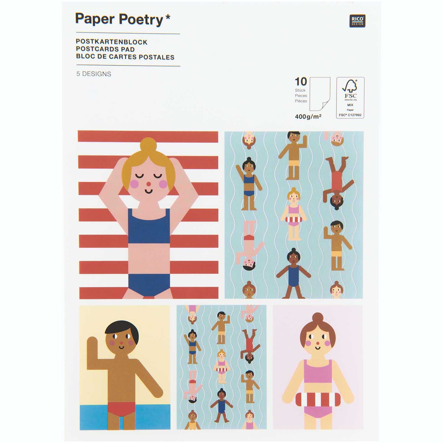 Paper Poetry Postkartenblock Strand 10 Stück von Rico Design