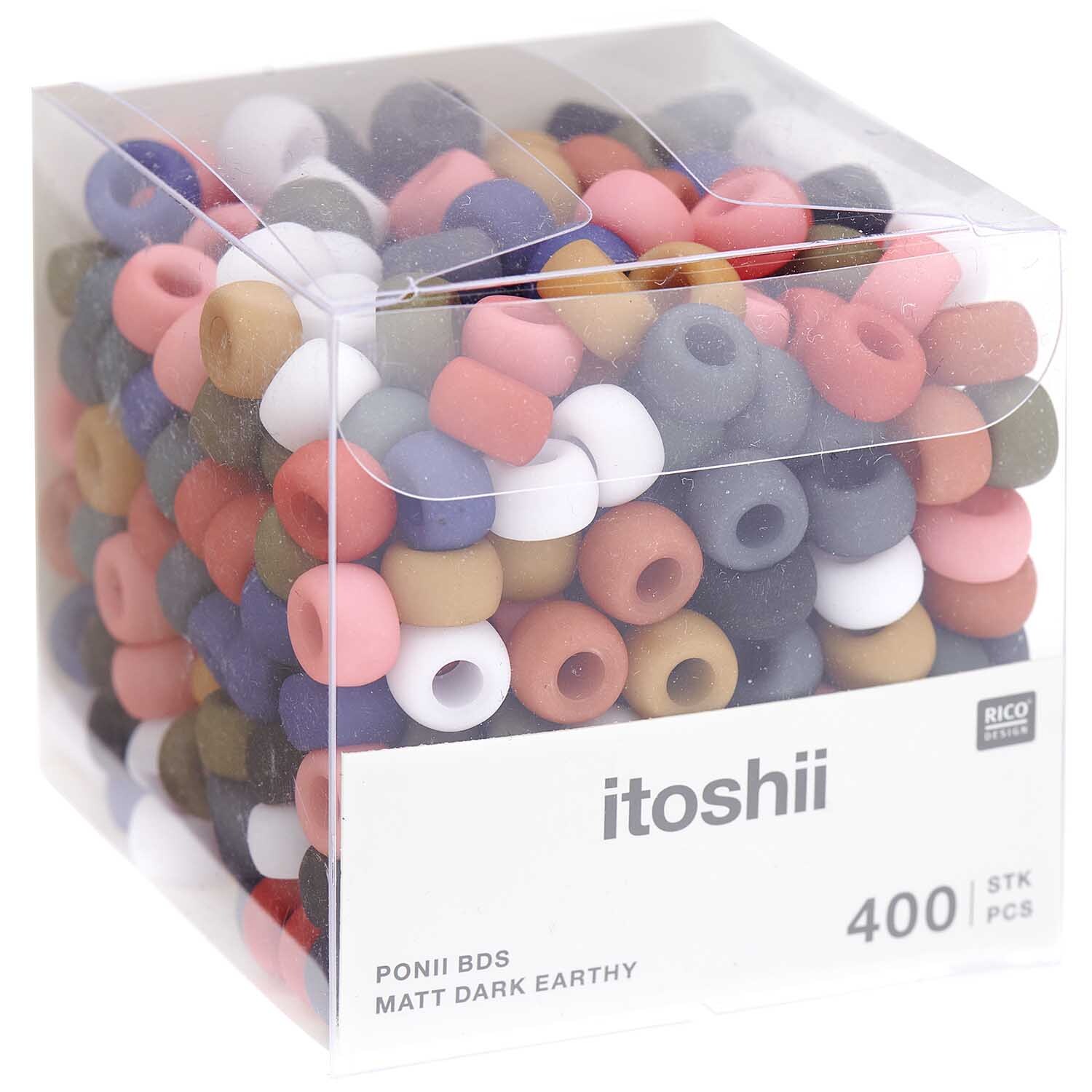 itoshii - Ponii Beads matt Erdfarben dunkel 9x6mm 400 Stück von Rico Design