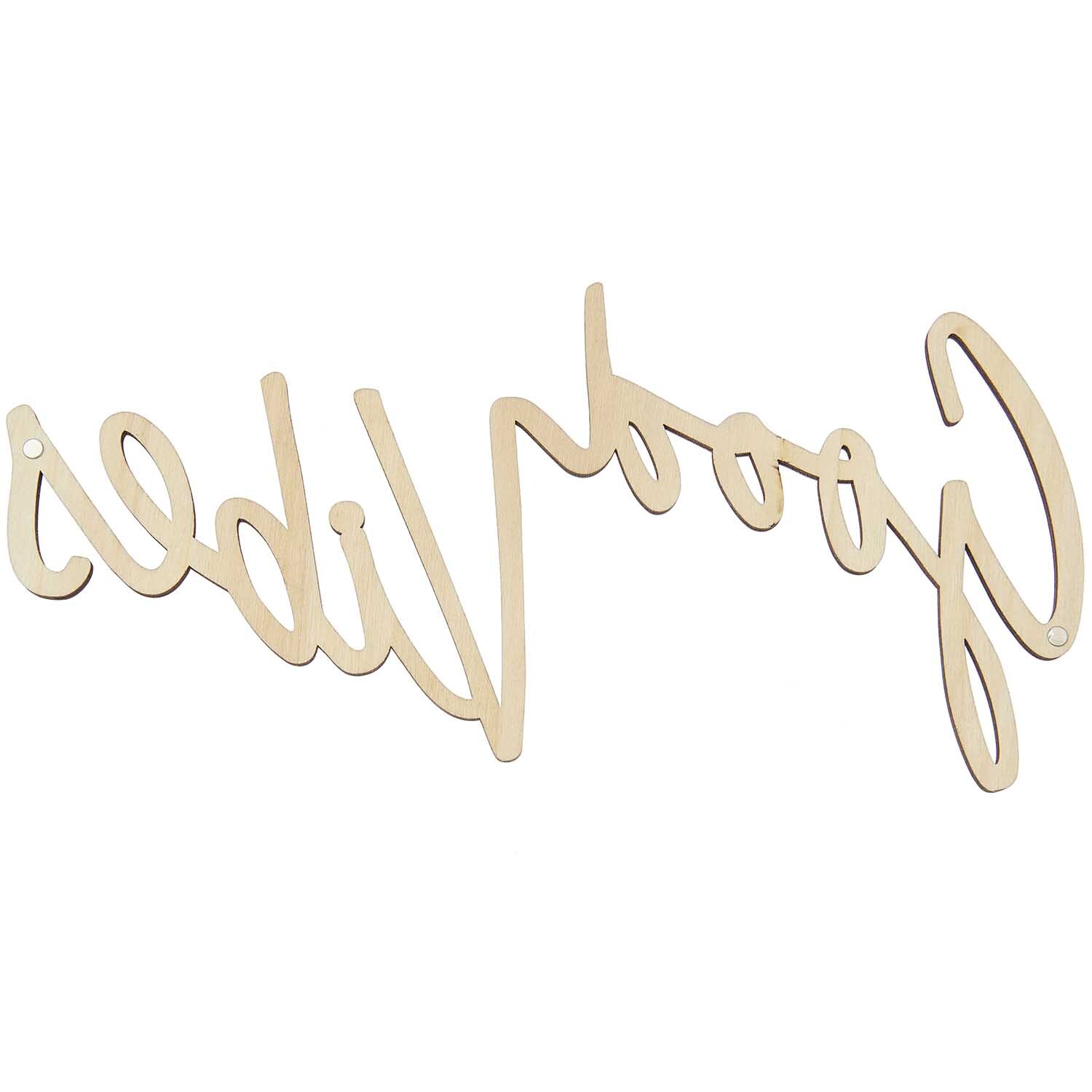 Holzschriftzug magnetisch "Good Vibes" 26x13cm von Rico Design Holzschriftzug "Good Vibes" in natürlichem Holzton, magnetisch, von Rico Design, 26x13cm.