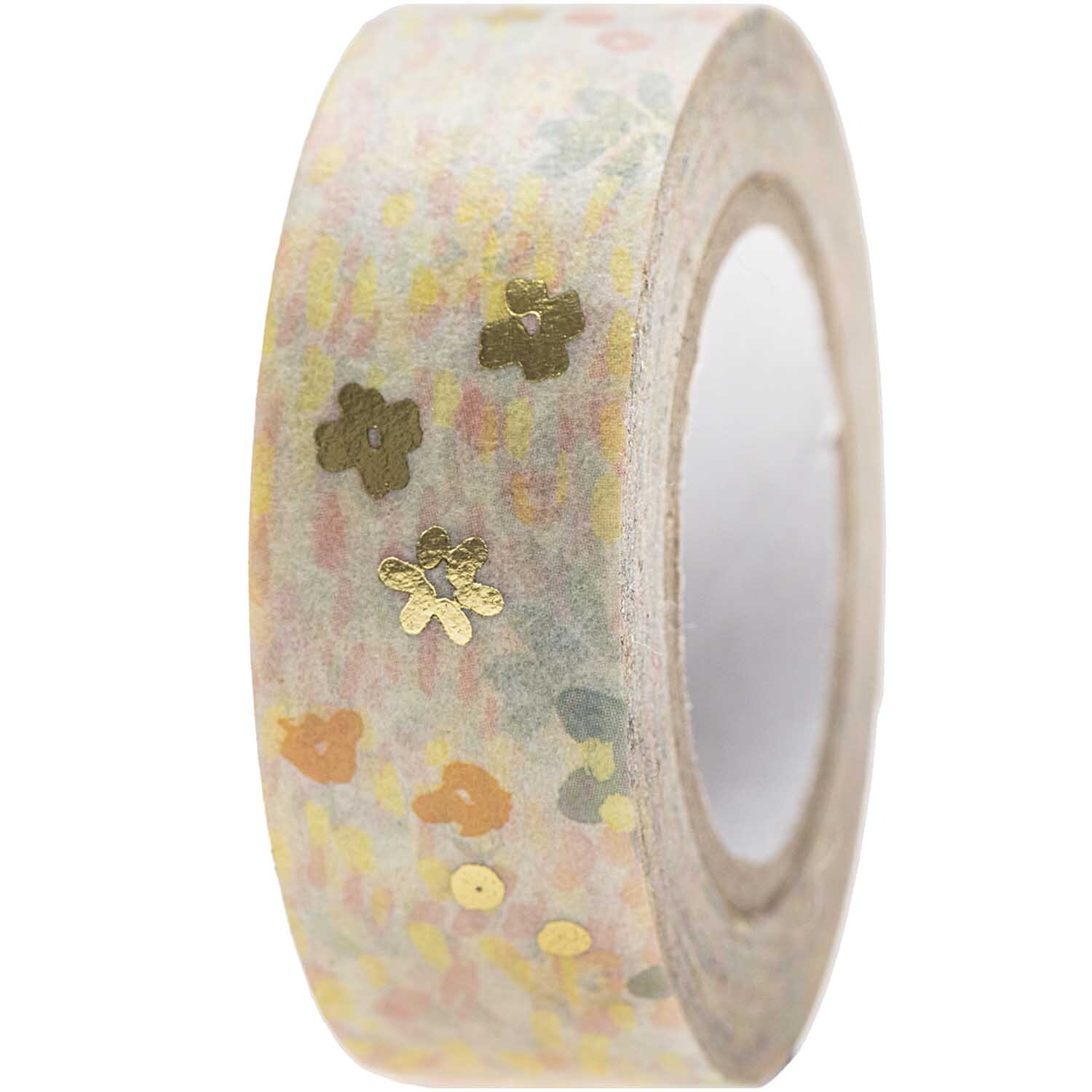 Paper Poetry Tape Crafted Nature Blumenwiese zeigt ein florales Muster mit goldenen Akzenten. Ideal für kreative Projekte.