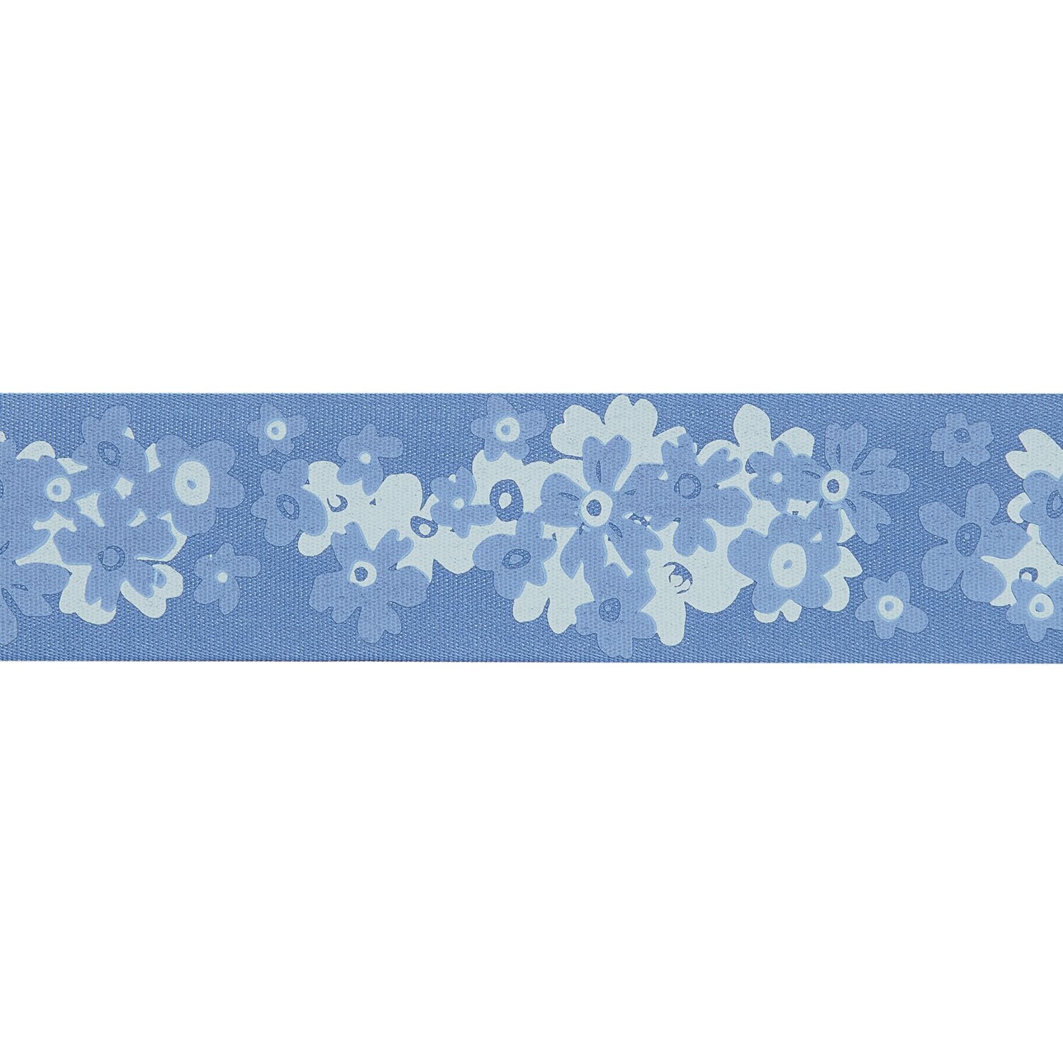 Paper Poetry Taftband Vergissmeinnicht mit blauen Blumenmuster, 38mm breit, 3m lang, von Rico Design.