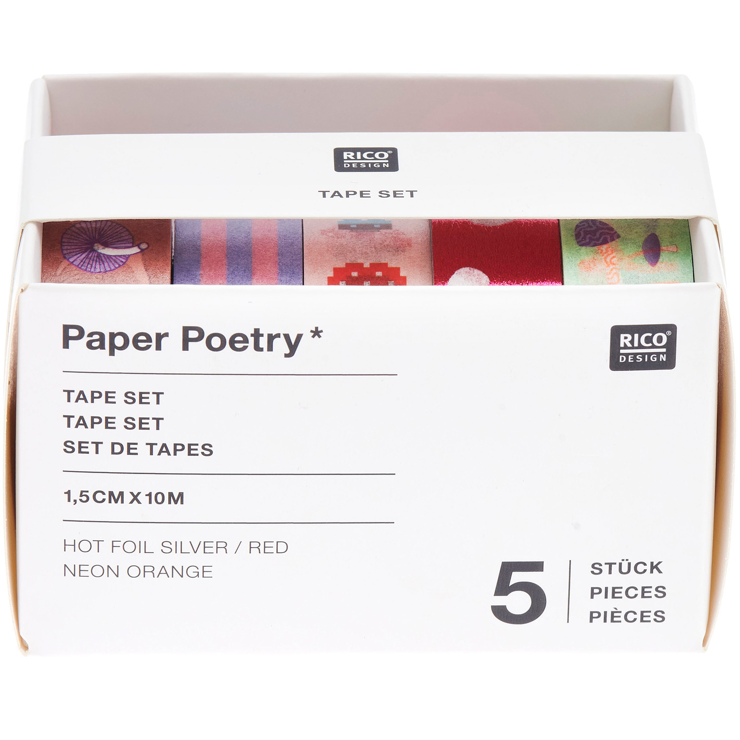 Paper Poetry Tape Set Shrooom Big Shroomies 1,5cmx10m 5 Stück von Rico Design