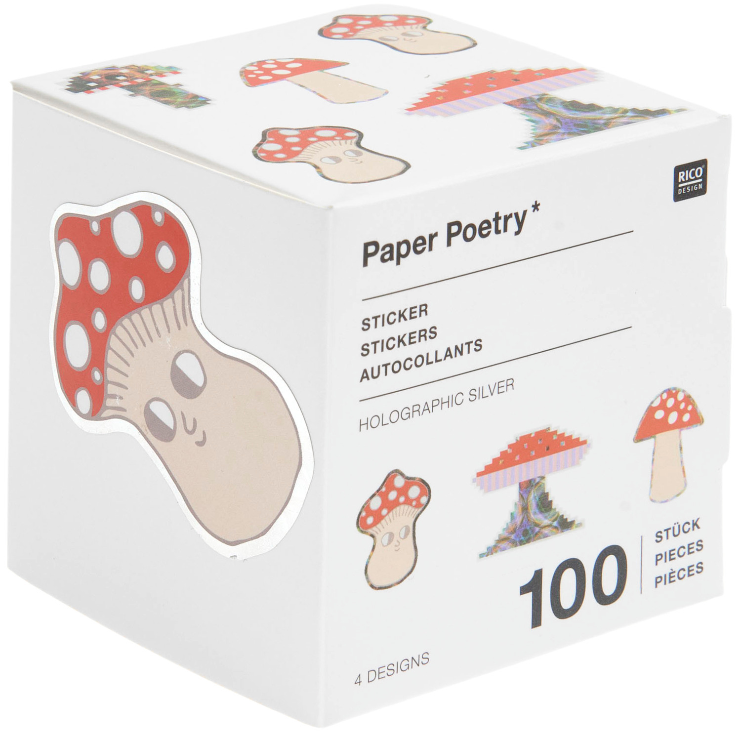 Paper Poetry Sticker Shrooom Big Reds auf der Rolle Ø5cm 100 Stück von Rico Design