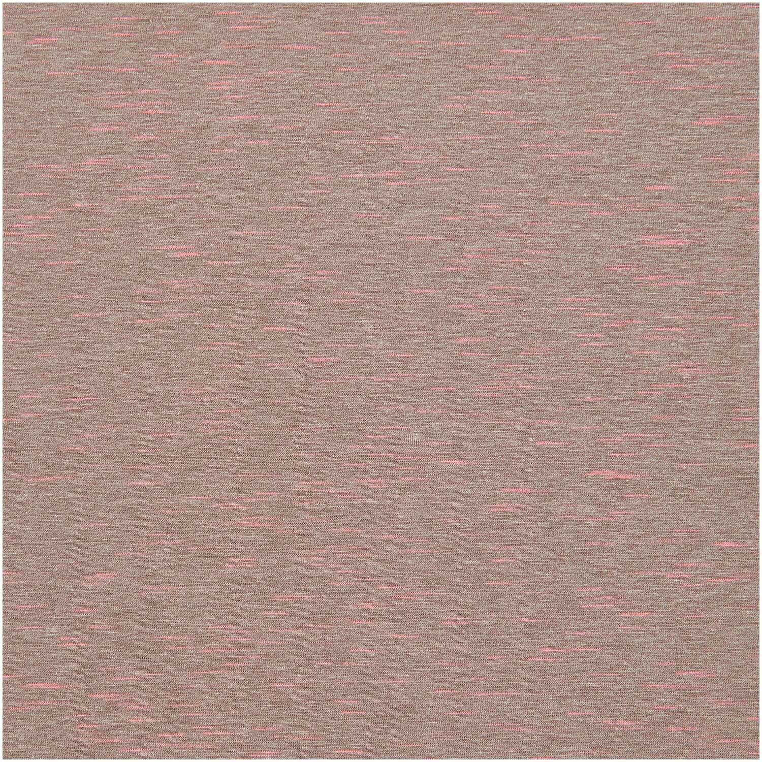 Stoffabschnitt Jersey taupe-neonpink 80x100cm von Rico Design. Der Stoff zeigt ein dezentes Muster in Taupe mit neonpinken Akzenten.