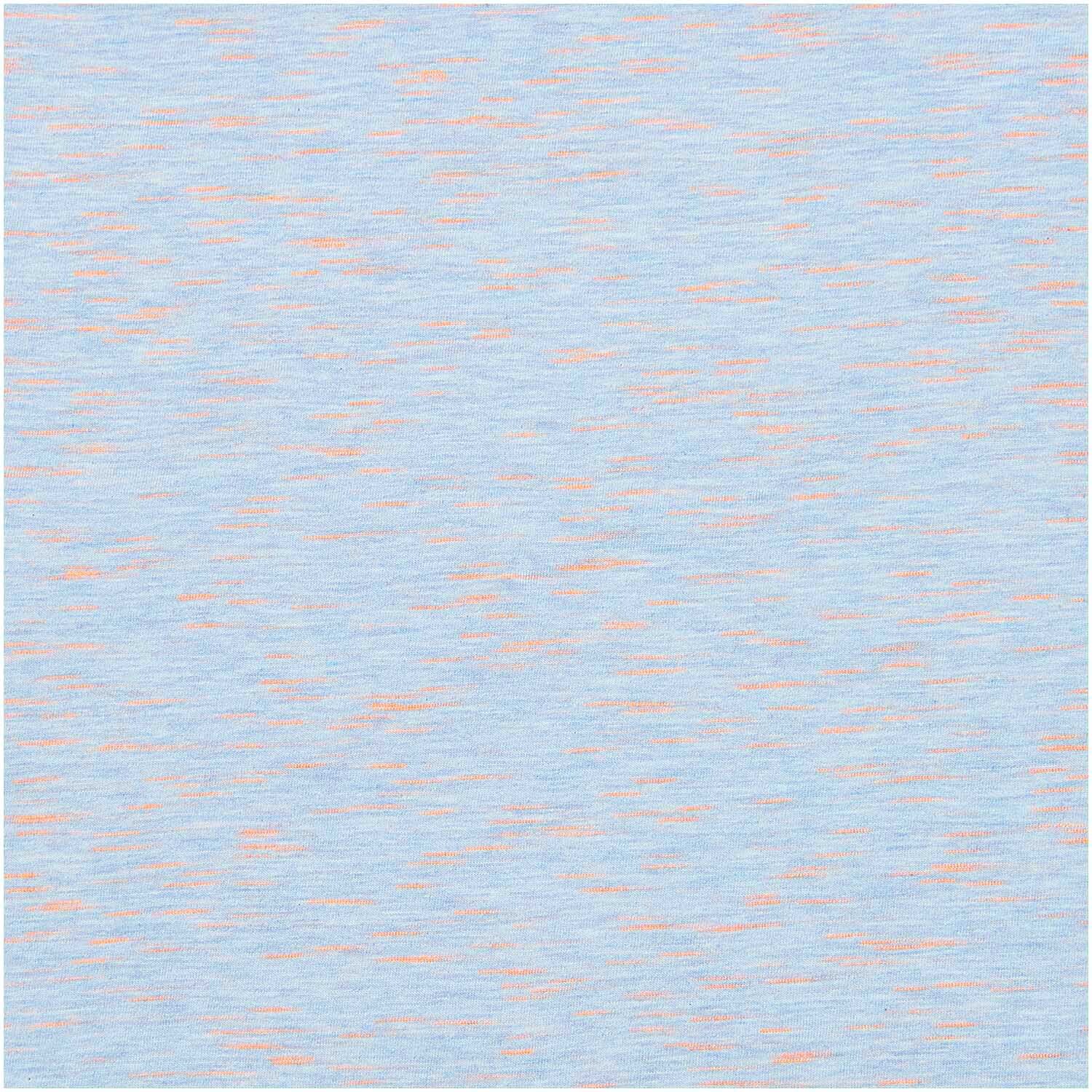 Stoffabschnitt Jersey in rauchblau-neonorange von Rico Design, 80x100cm, zeigt ein feines, zweifarbiges Muster.