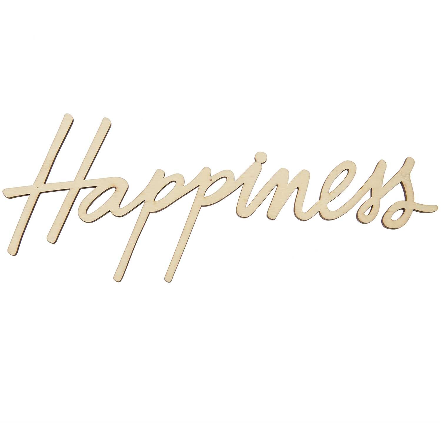 Holzschriftzug "Happiness" in eleganter Schriftart, magnetisch, von Rico Design, 29x12cm.