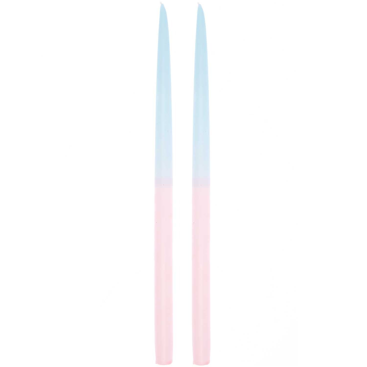 Spitzkerzen Dip Dye 1,4x28cm 2 Stück von Rico Design in Blau und Rosa, elegant und modern.