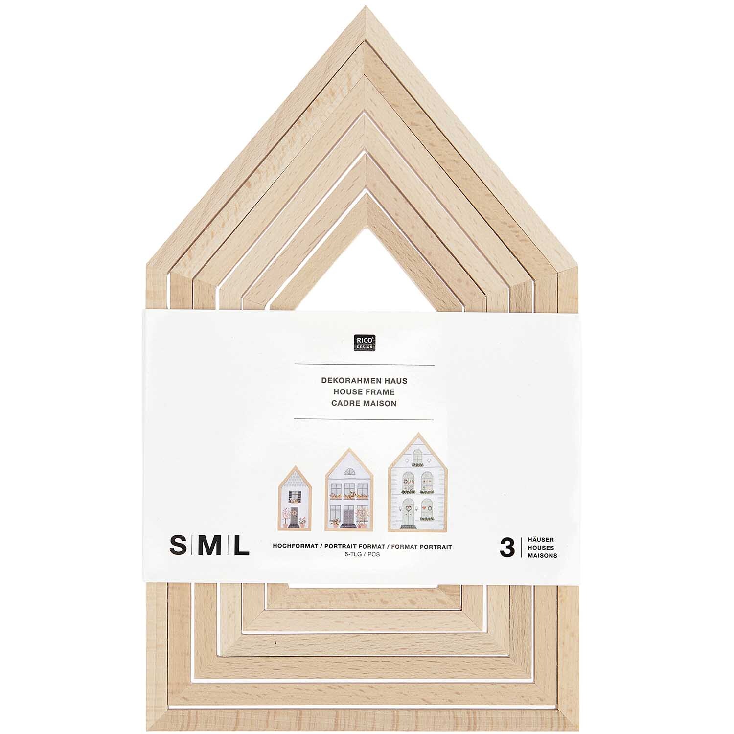 Cadre décoratif Maison format vertical set de 6 pièces 6-teilig from Rico Design Dekorahmen Haus Hochformat Set von Rico Design, 6-teilig, in Holzoptik, ideal für stilvolle Wanddekoration.