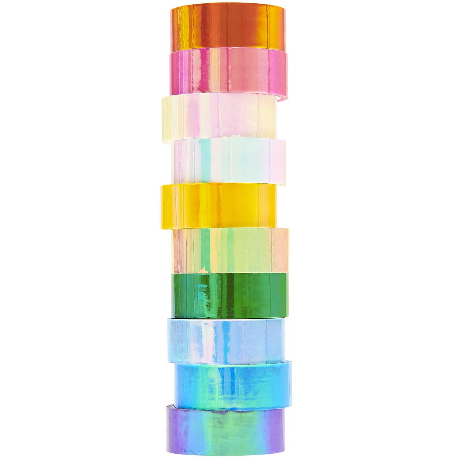Paper Poetry Tape Mirror Rainbow: Zehn bunte Klebebänder in Regenbogenfarben von Rico Design, 1,5 cm breit, 5 m lang.