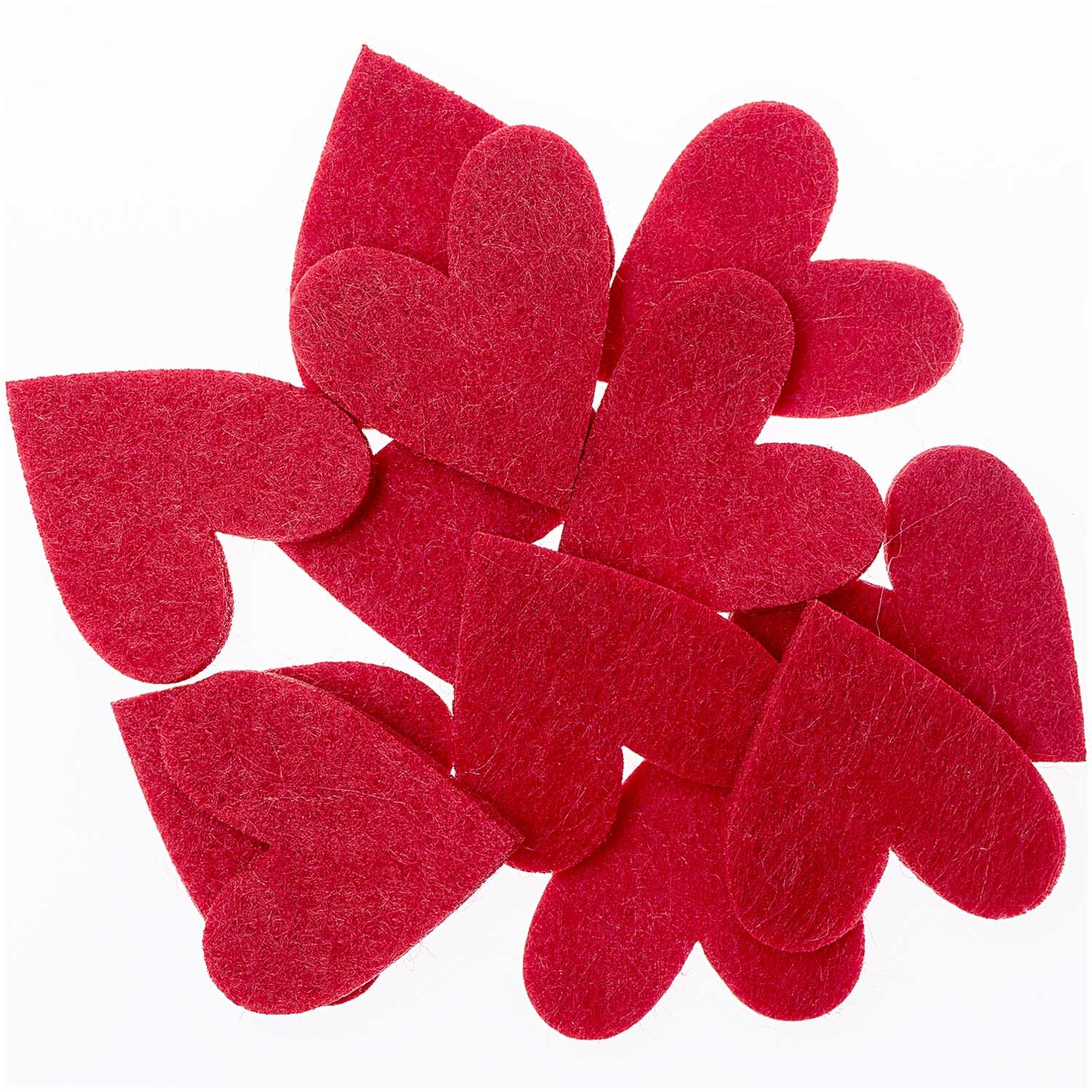 Filzstreu Herz 12 Stück von Rico Design in leuchtendem Rot, ideal für kreative Dekorationen.