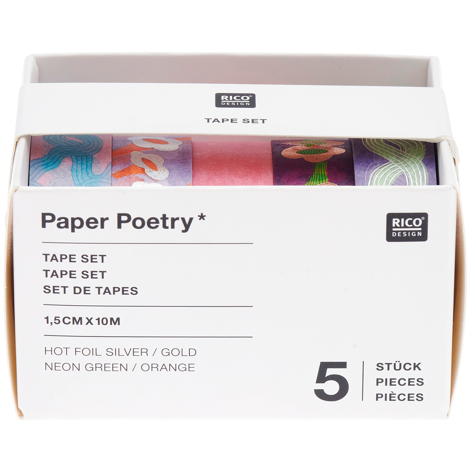 Paper Poetry Tape Set Shrooom Pfifferlinge 1,5cmx10m 5 Stück von Rico Design