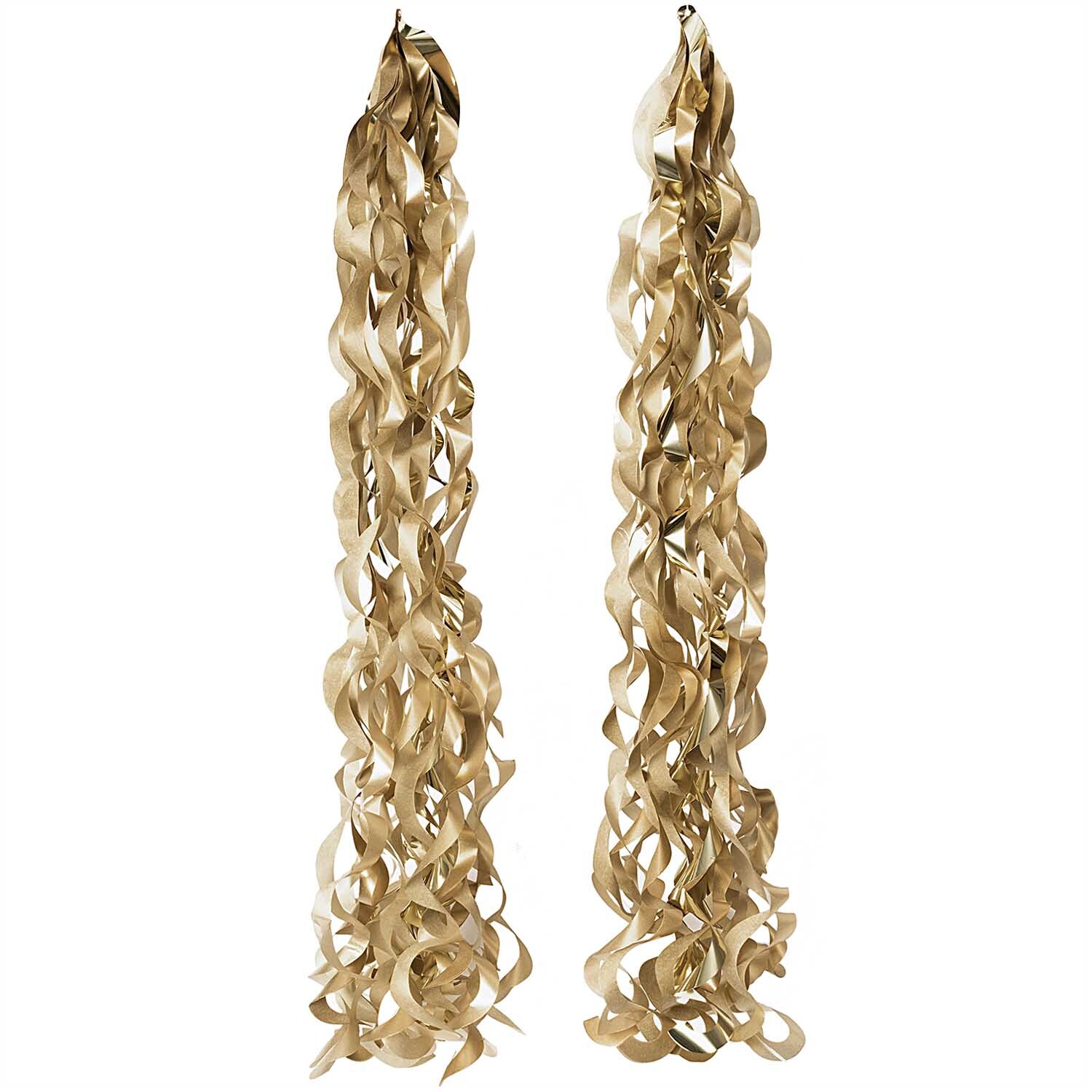 Seidenpapierspiralen 2 Stück 36 Lagen in Gold Mix von Rico Design, dekorativ hängend.